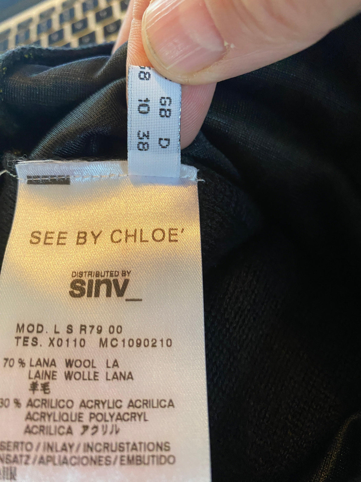 See By Chloe Wool Mix Skirt Check Pattern Green and Black UK SIze 10 - Ava & Iva