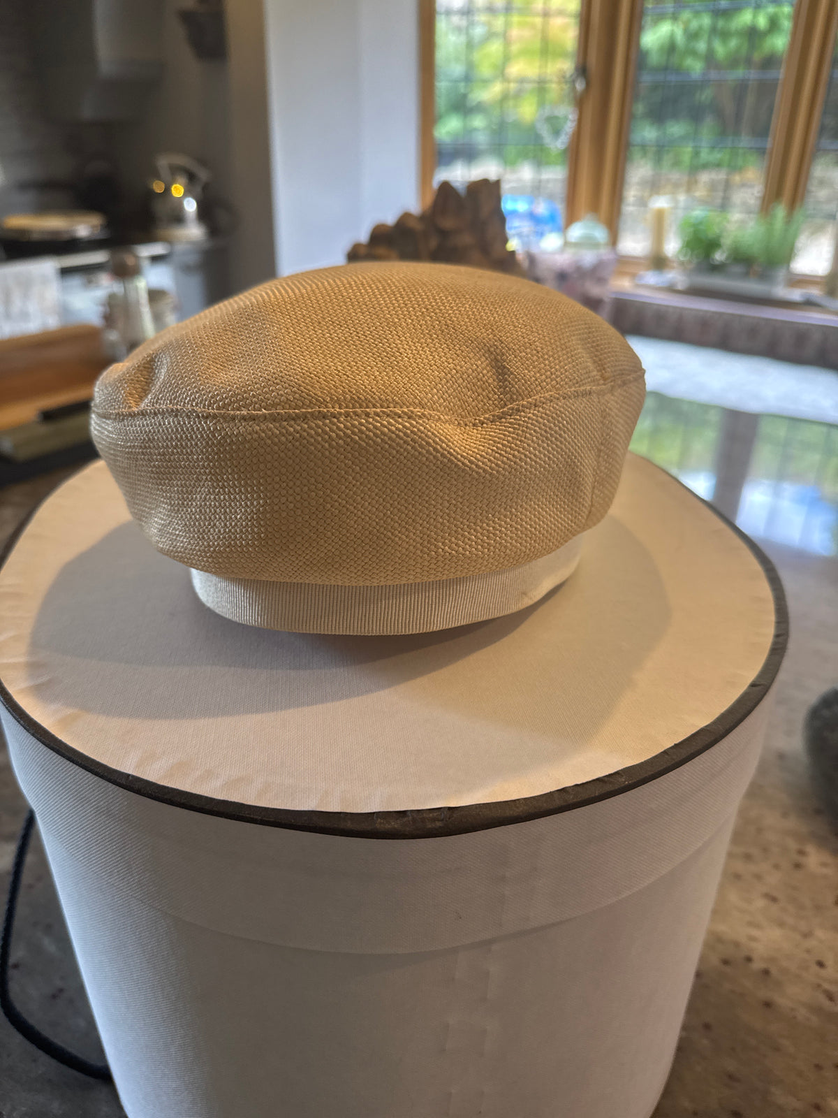 Emporio Armani Straw Lined Vintage Cream Hat Size 58