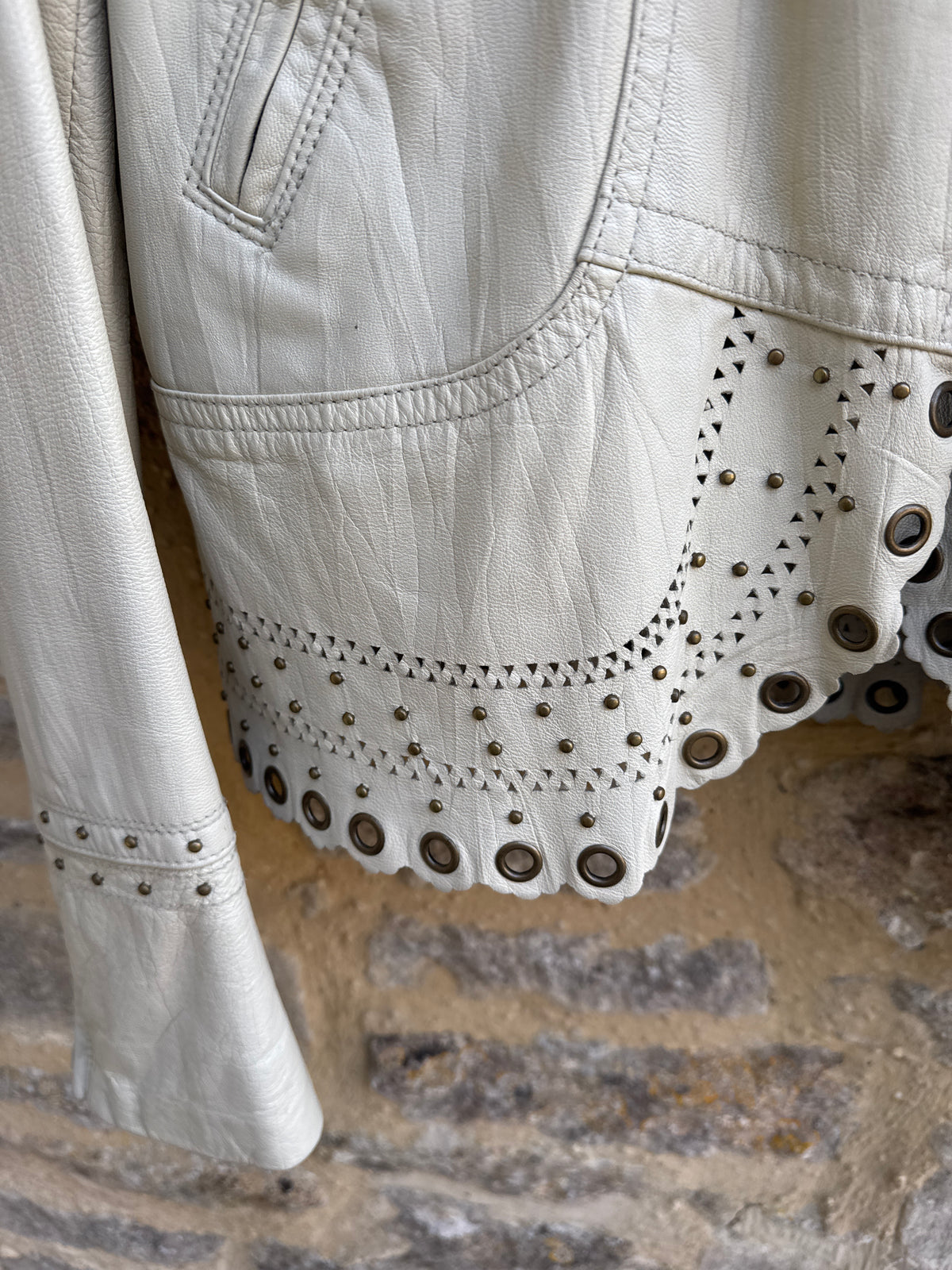 Orna Farho Cream Leather Jacket M/L