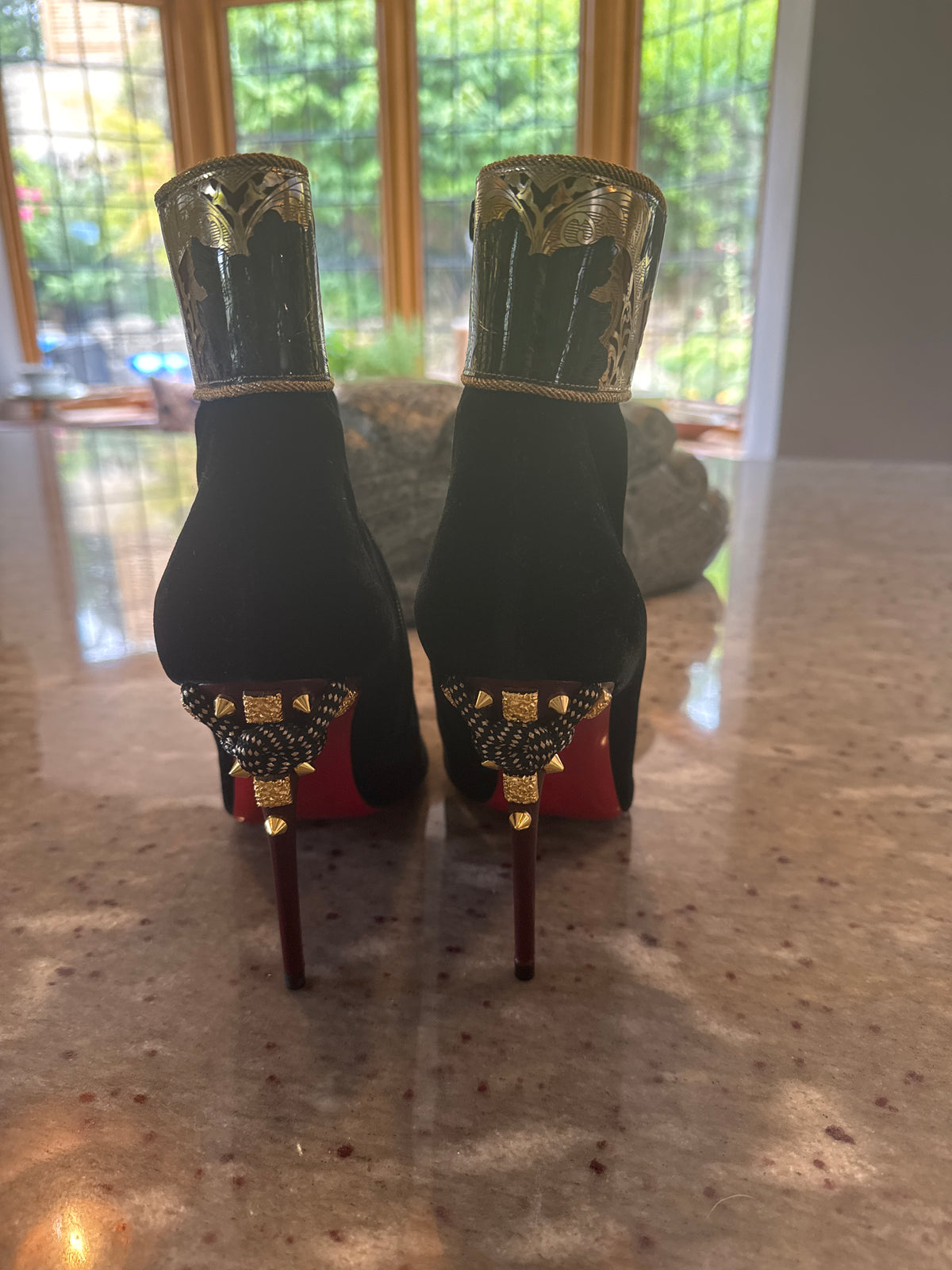 Christian Louboutin Black Velvet Ankle Boots size 38.5