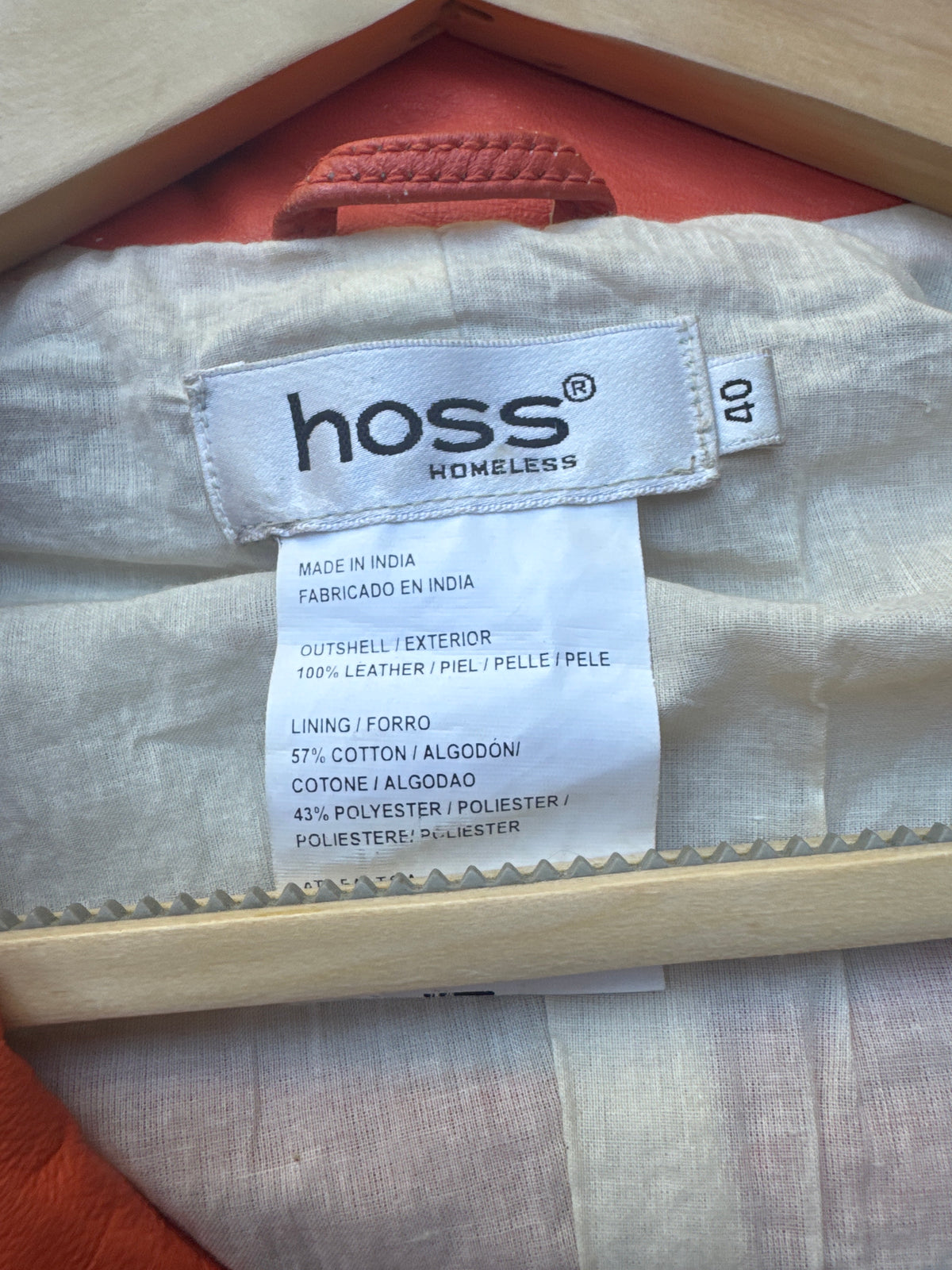 Hoss Homeless orange Leather Jacket 40