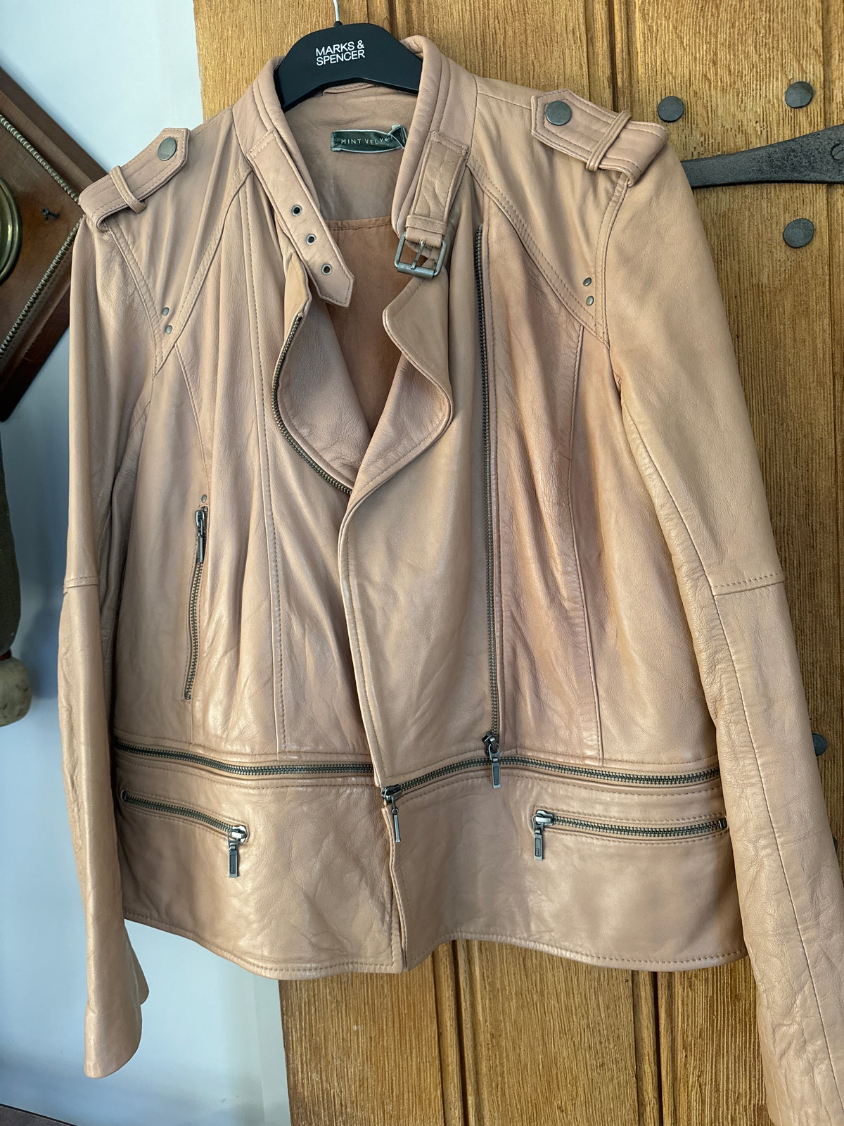 Beige Mint Velvet leather jacket 16