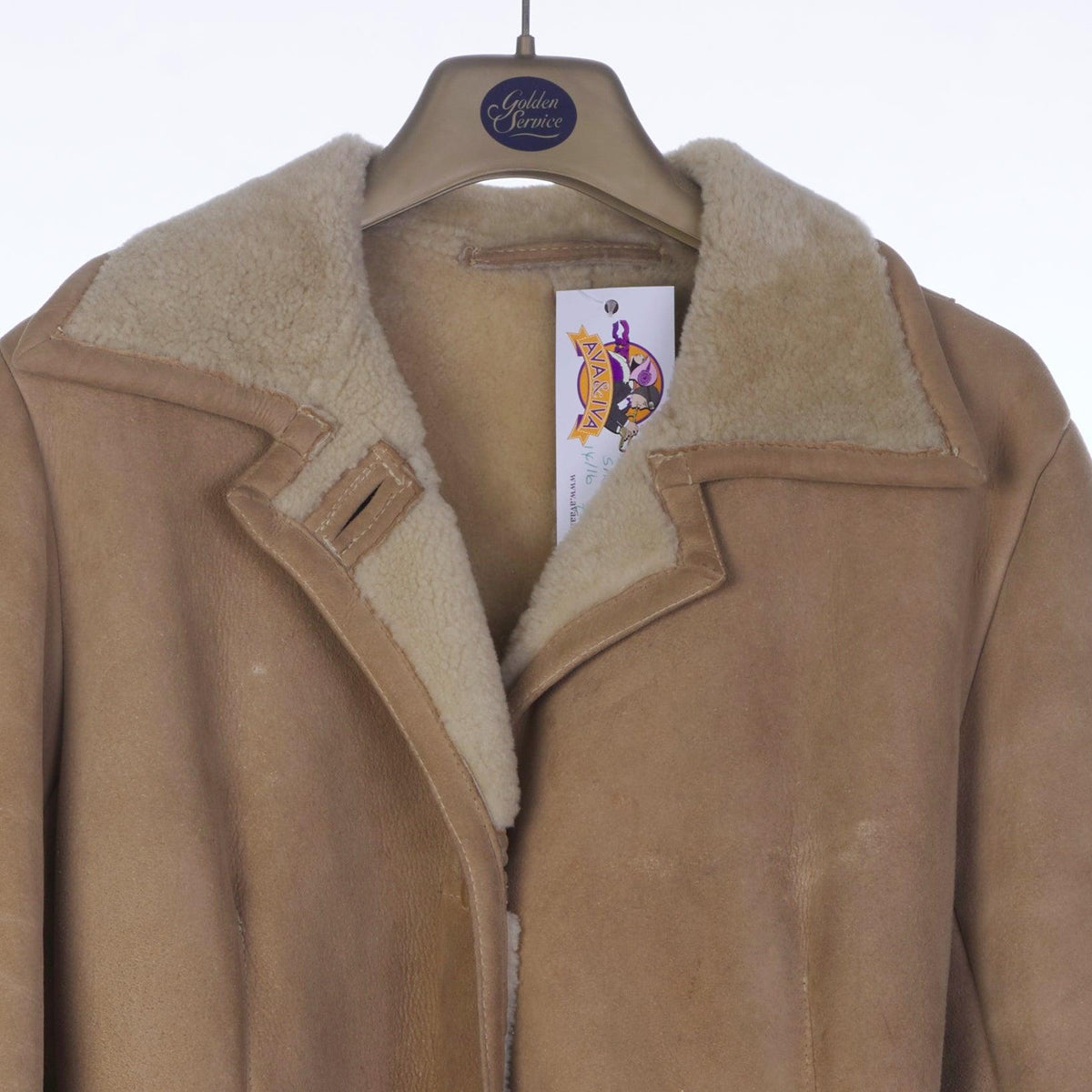 Abercrombie & Fitch Brown Sheepskin Long Sleeved Belted Jacket UK Size 14 - Ava & Iva