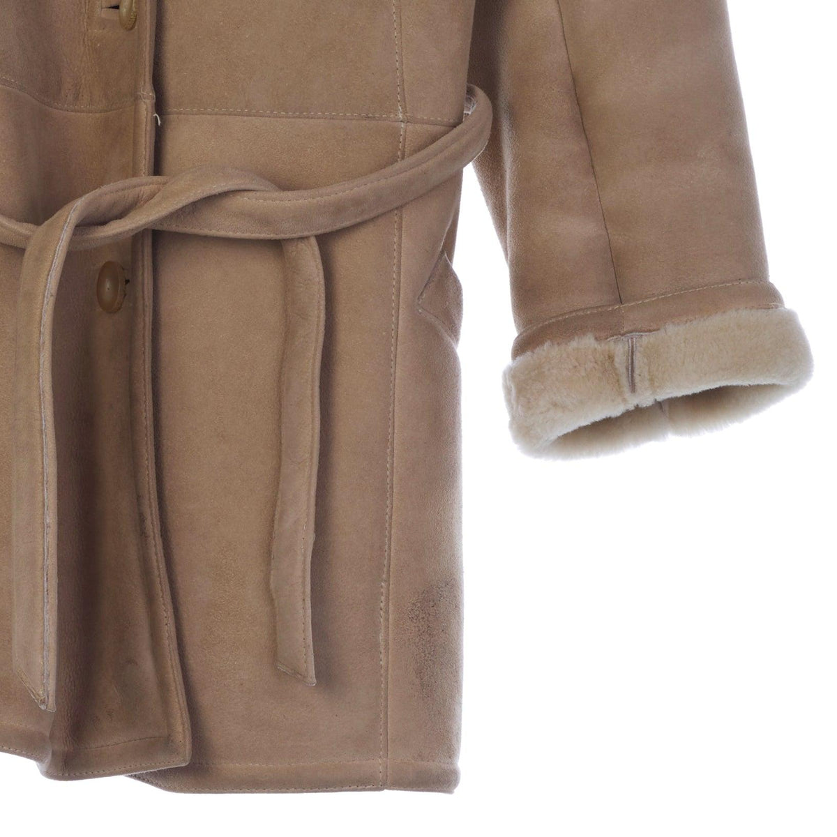 Abercrombie & Fitch Brown Sheepskin Long Sleeved Belted Jacket UK Size 14 - Ava & Iva