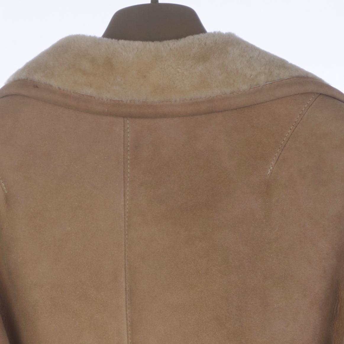 Abercrombie & Fitch Brown Sheepskin Long Sleeved Belted Jacket UK Size 14 - Ava & Iva