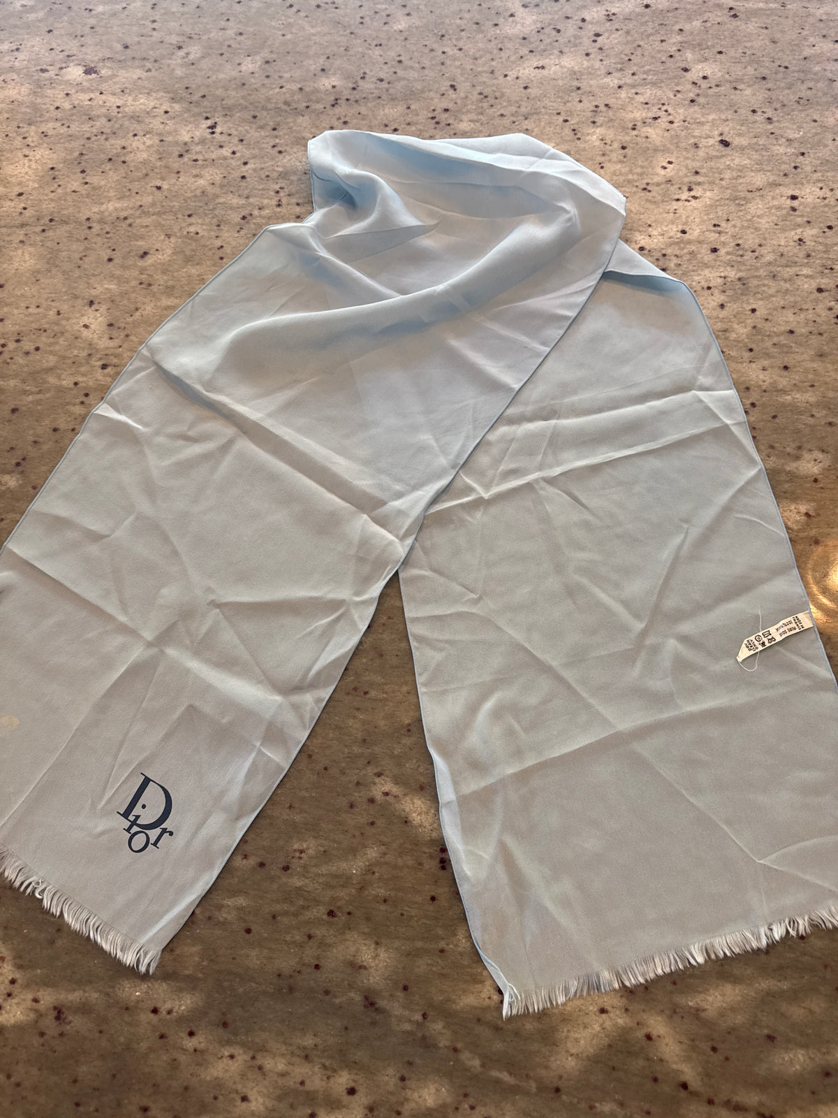 Vintage DIOR Blue Silk Scarf