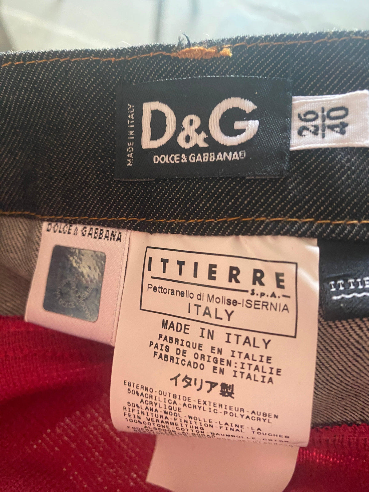 Dolce & Gabbana Skirt Wool Panel with Denim Cerise Detail IT 40 UK Size 8 - Ava & Iva