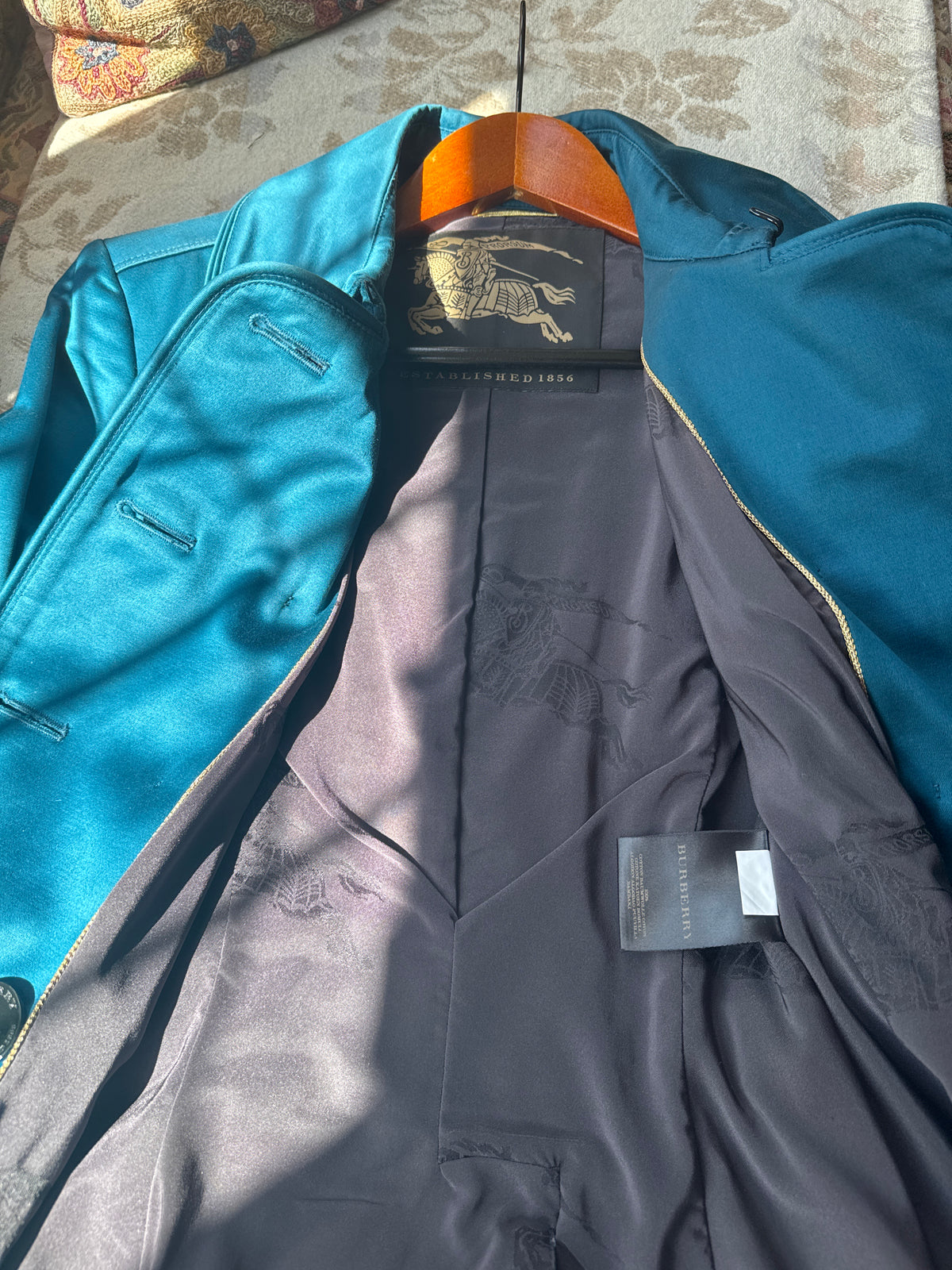 Burberry Prorsum Trenchcoat in Cotton Teal