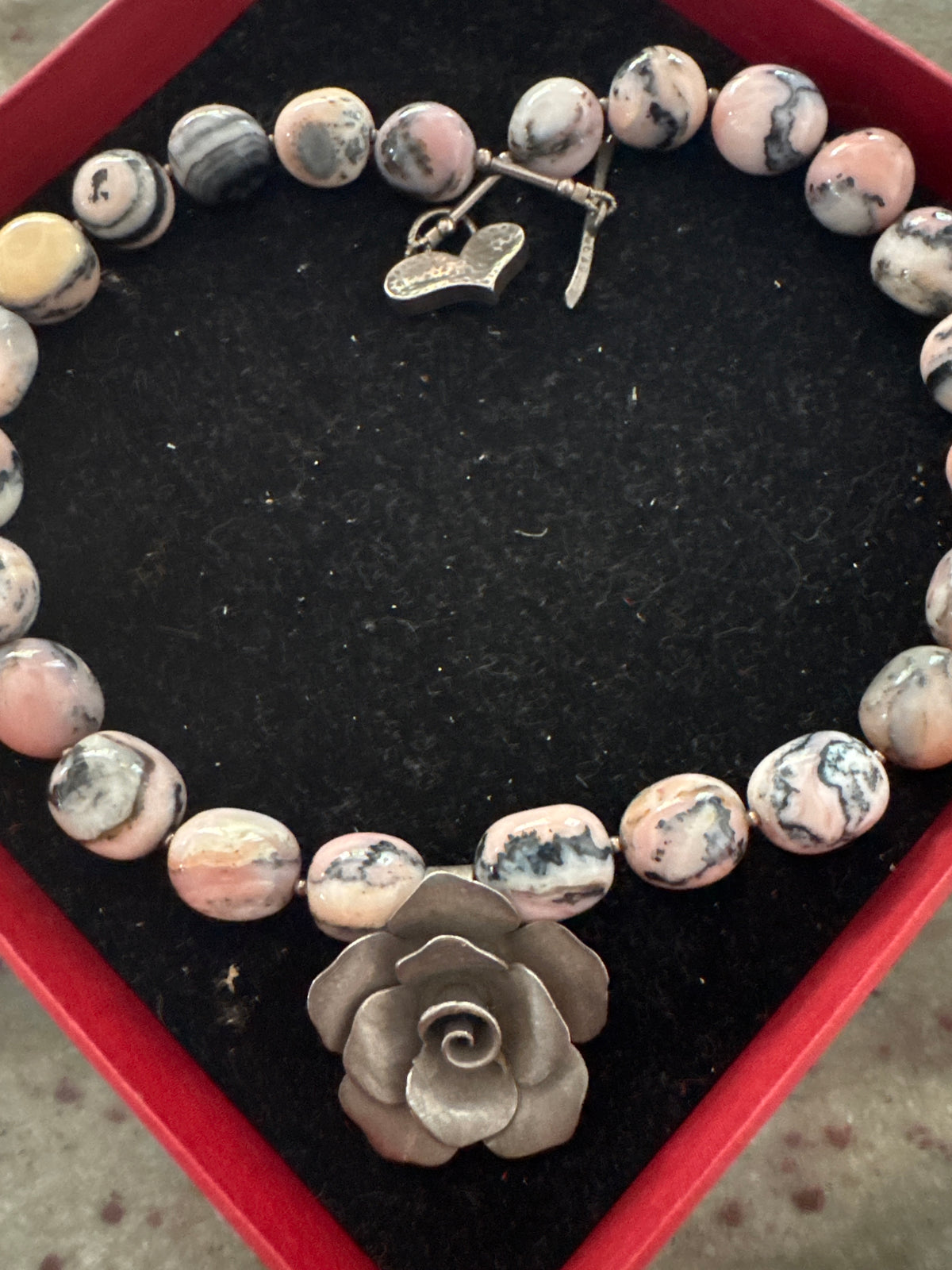 natural gemstone and silver necklace