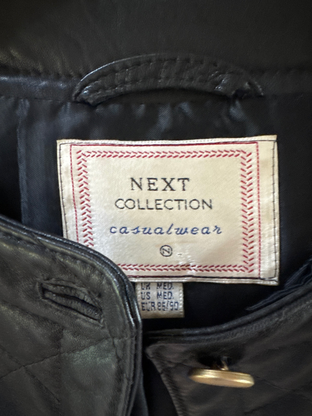 Next Vintage Leather Black Jacket UK Medium