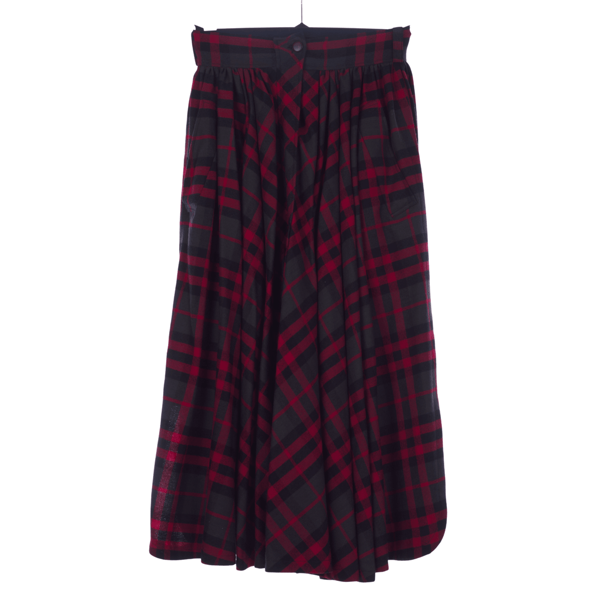 Christian Aujard Paris Vintage Red and Green Tartan Wool Skirt UK Size 10 - Ava & Iva