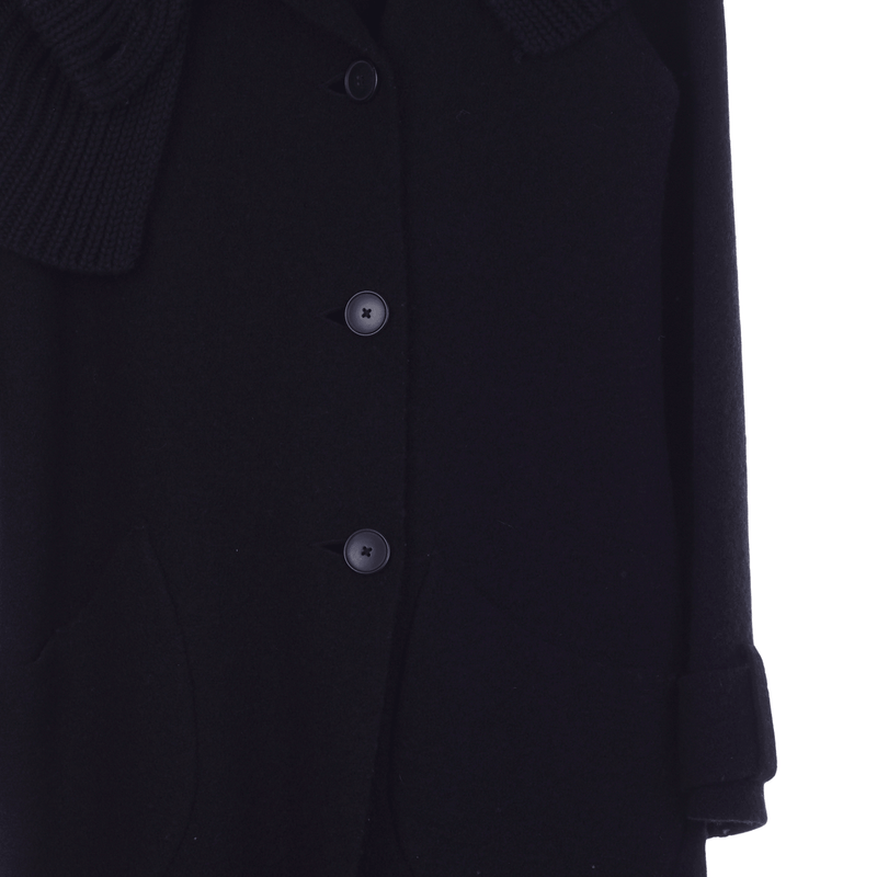 Cop Copine Boiled Wool Long Sleeved Black Coat UK Size 12 - Ava & Iva