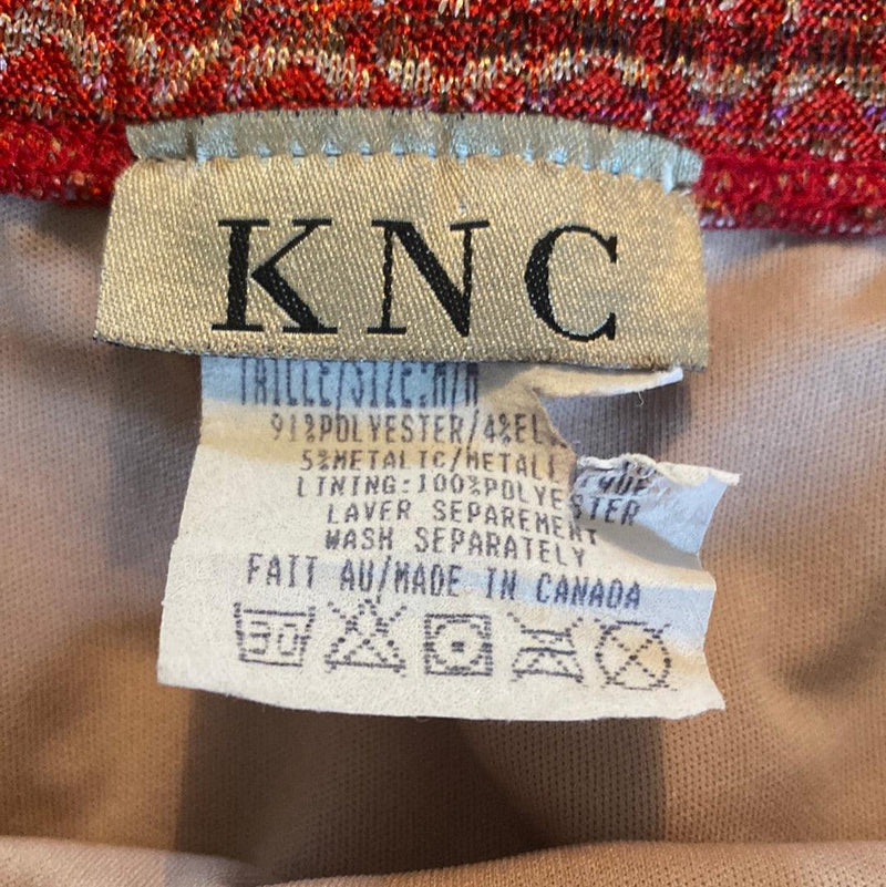 KNC Vintage Metallic Fabric Red Chevron Pattern UK Size 10 - Ava & Iva