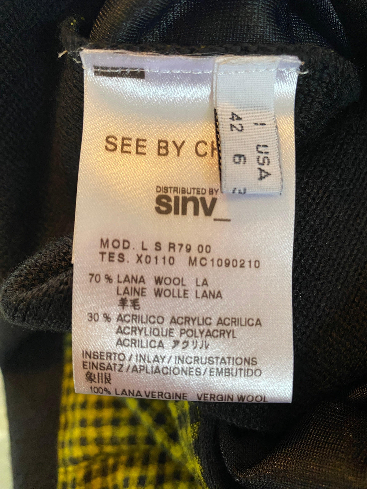 See By Chloe Wool Mix Skirt Check Pattern Green and Black UK SIze 10 - Ava & Iva