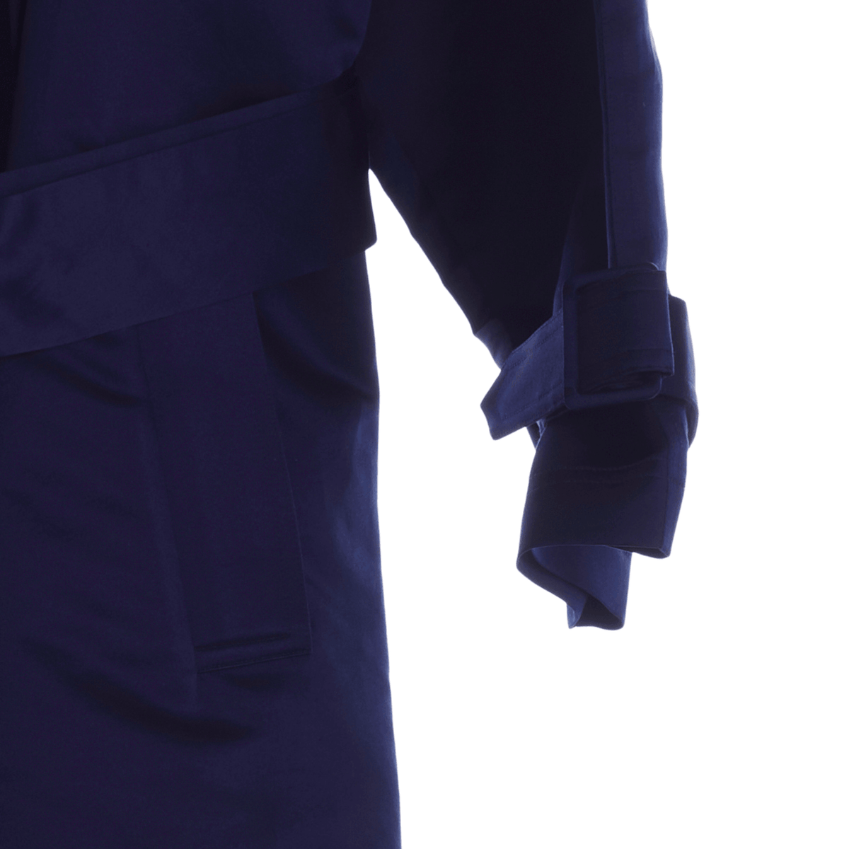 DKNY 100% Silk Long Sleeved Dark Blue Coat UK Size M - Ava & Iva