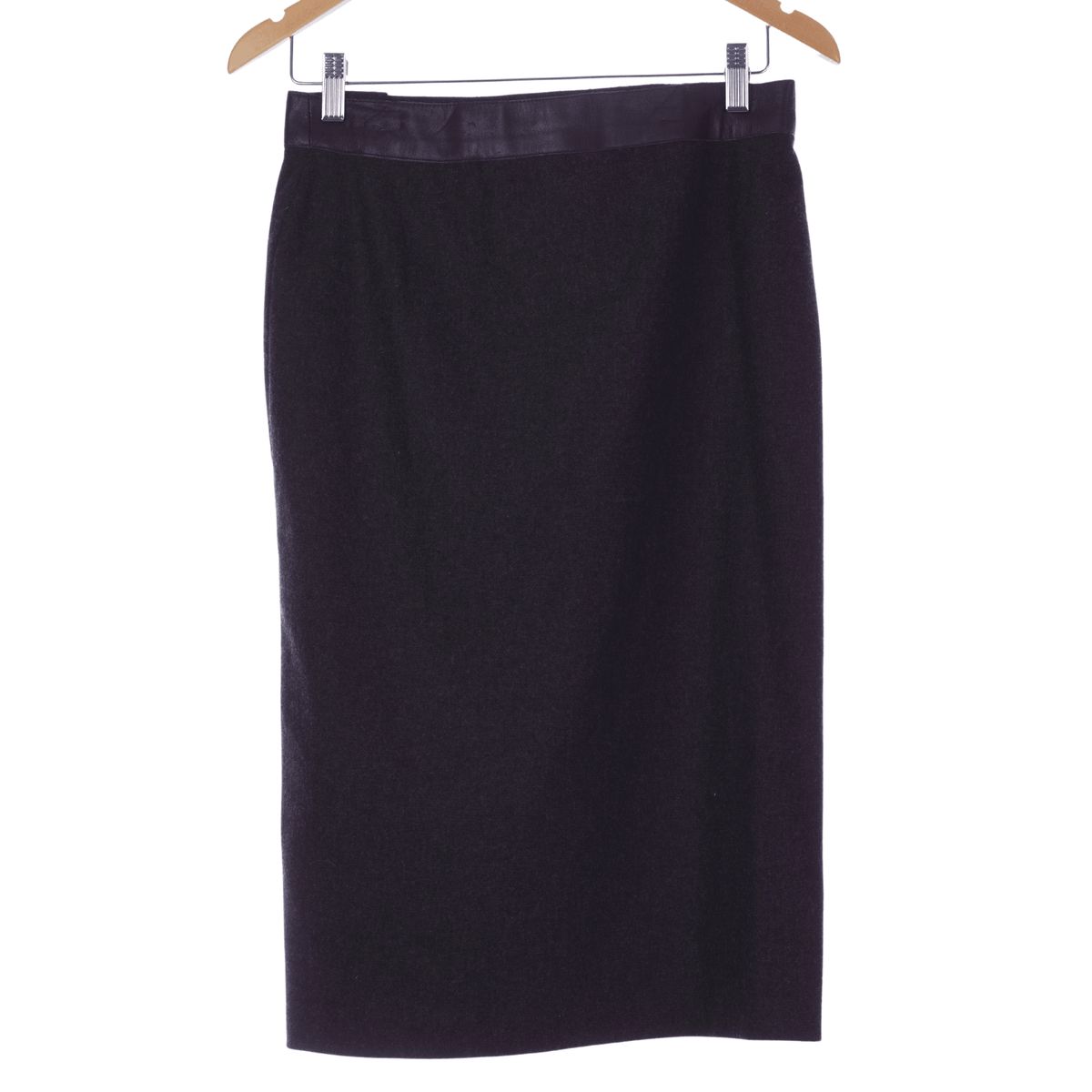 Dolce & Gabbana Grey Wool Skirt with Leather Detail UK Size 10 - Ava & Iva