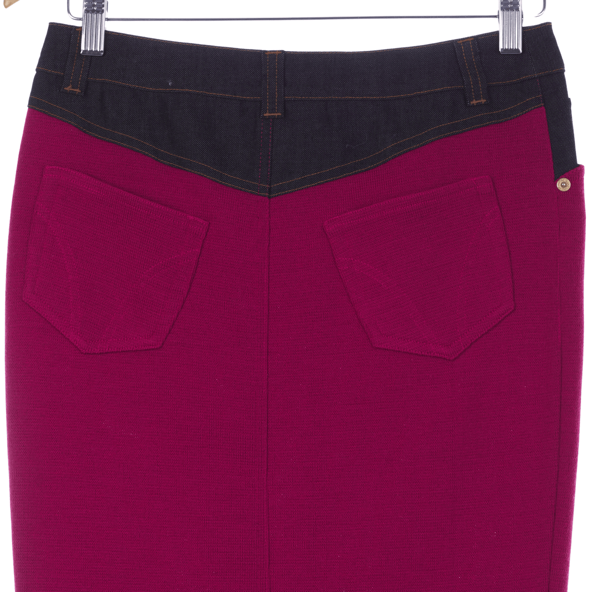 Dolce & Gabbana Skirt Wool Panel with Denim Cerise Detail IT 40 UK Size 8 - Ava & Iva