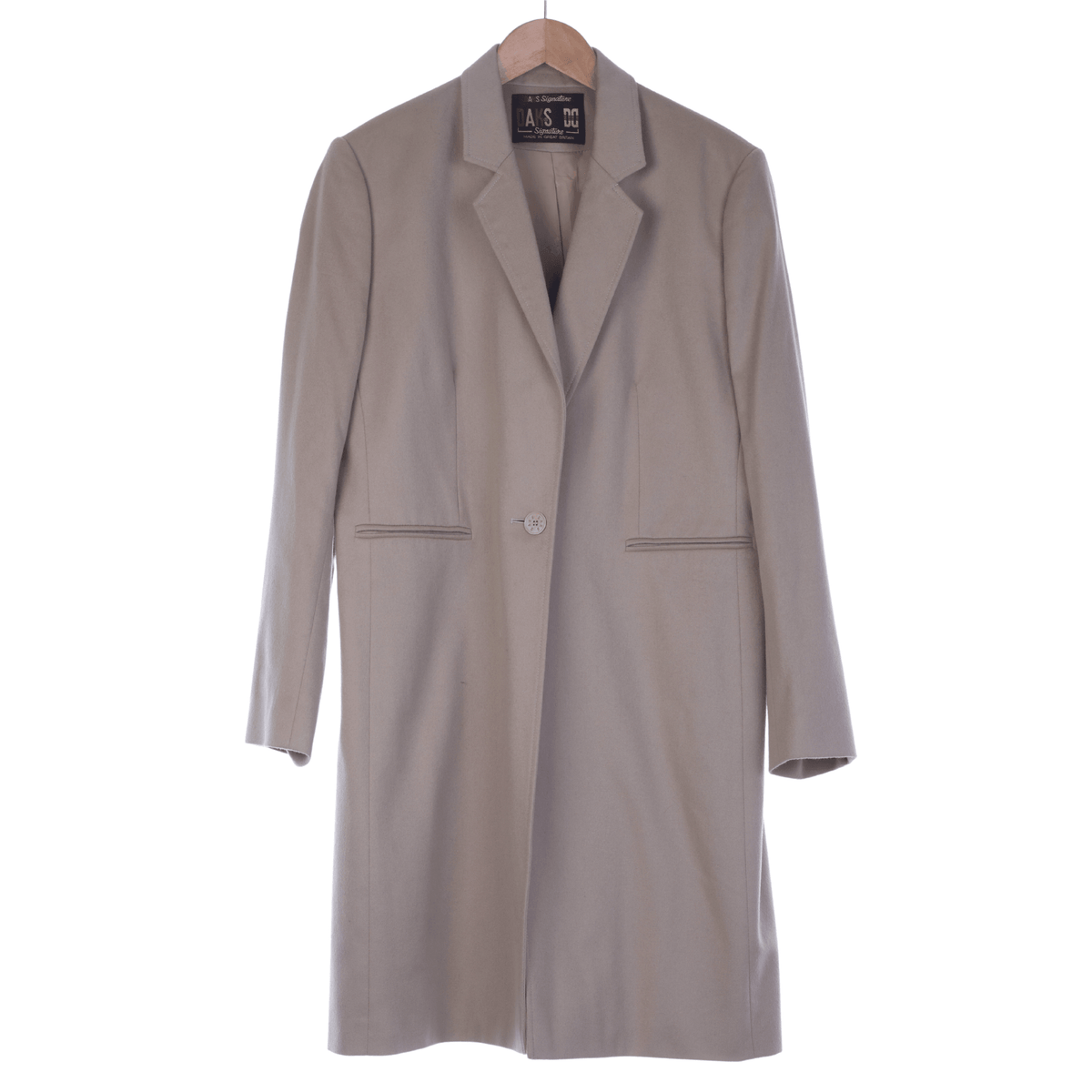 Daks Cashmere Blend Long Sleeved Cream Coat Uk Size 14 - Ava & Iva