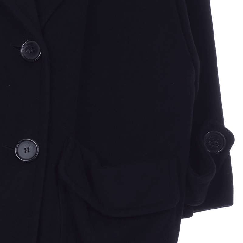 DeJac Cashmere Blend Long Sleeved Black Swing Coat UK Size 16 - Ava & Iva