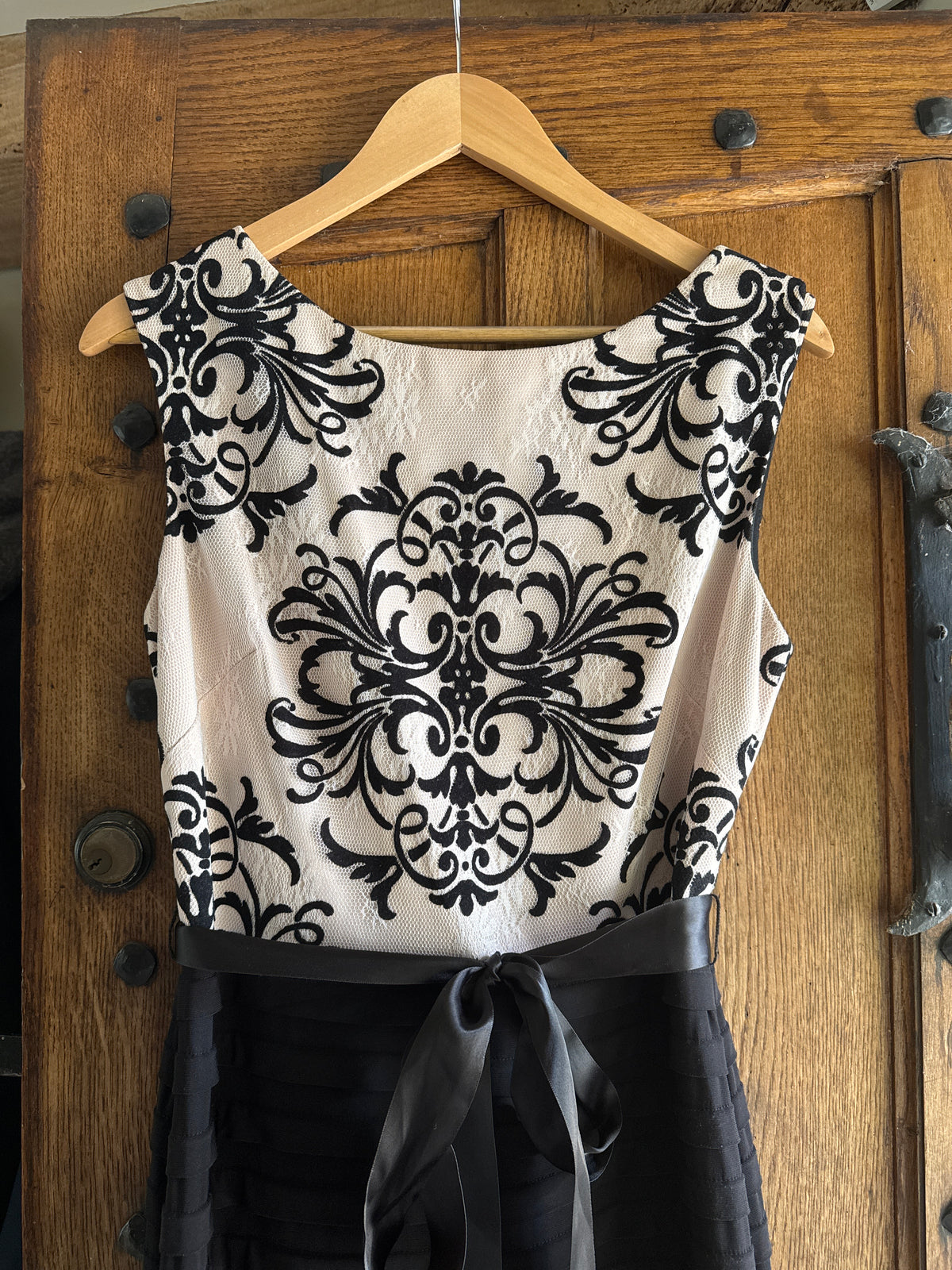 Betsy Adam Long Black and Lace Dress 10