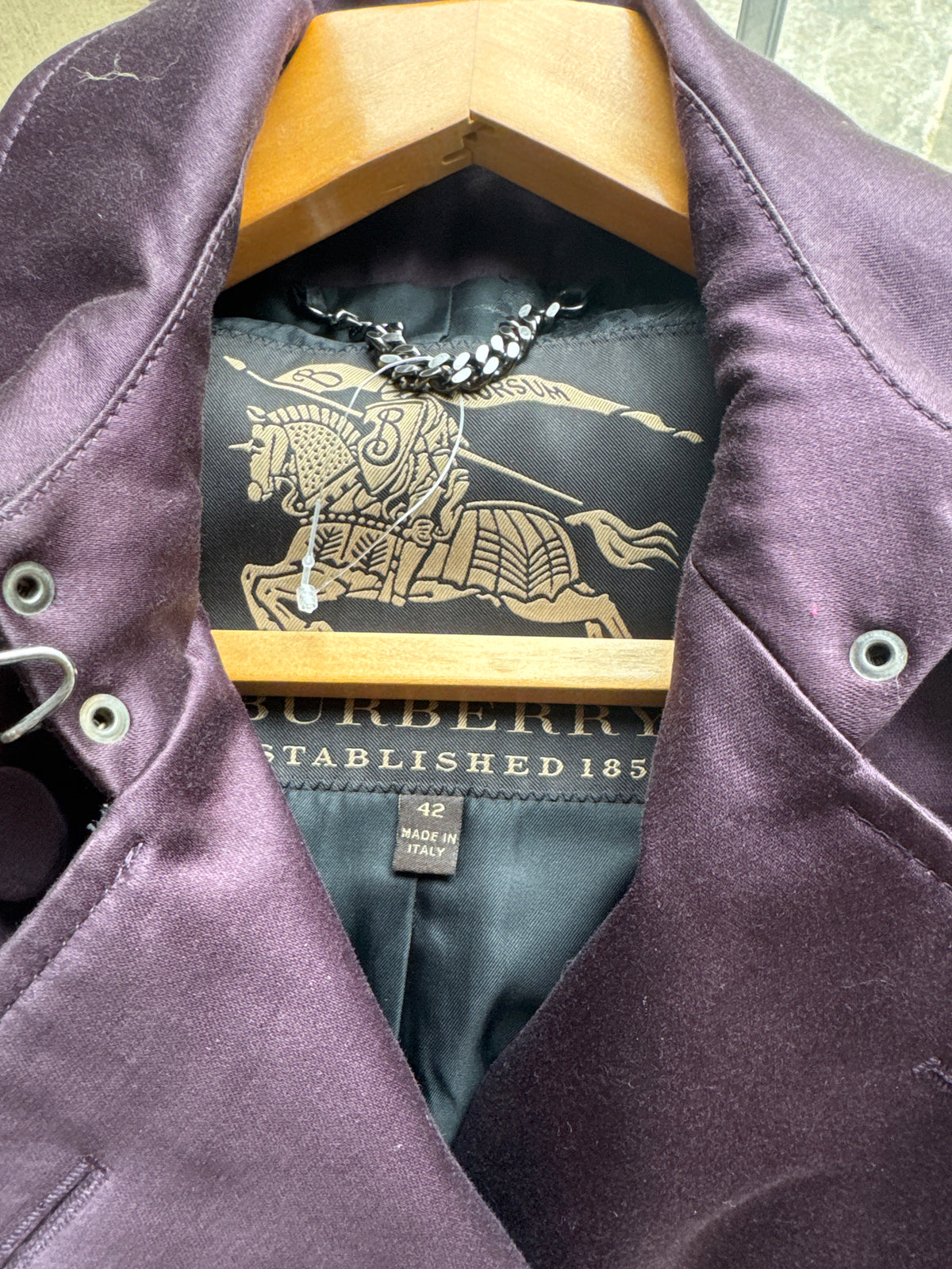 Burberry Prorsum Purple cotton Trench Coat. 42