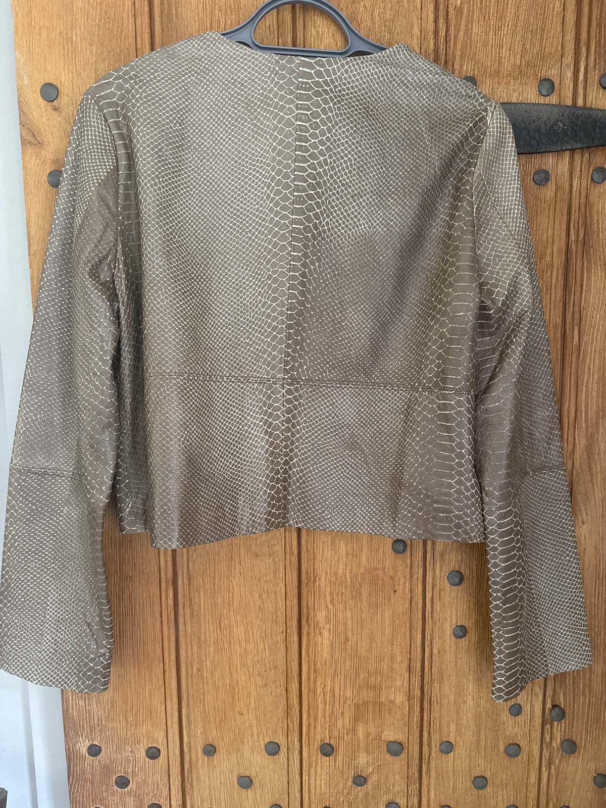 BCBG Maxazria Snakeskin Print Leather Jacket M