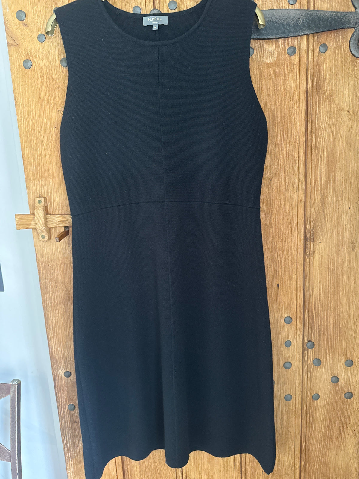 N Peal Cashmere Dress Black M With Detachable Silk Collars.