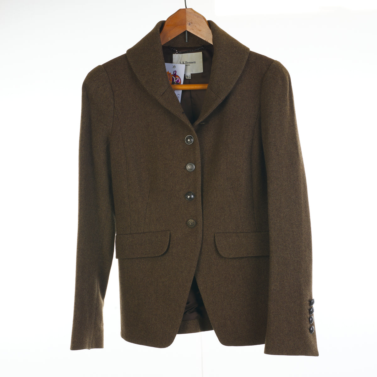 LK Bennet Brown Jacket Wool UK Size 12