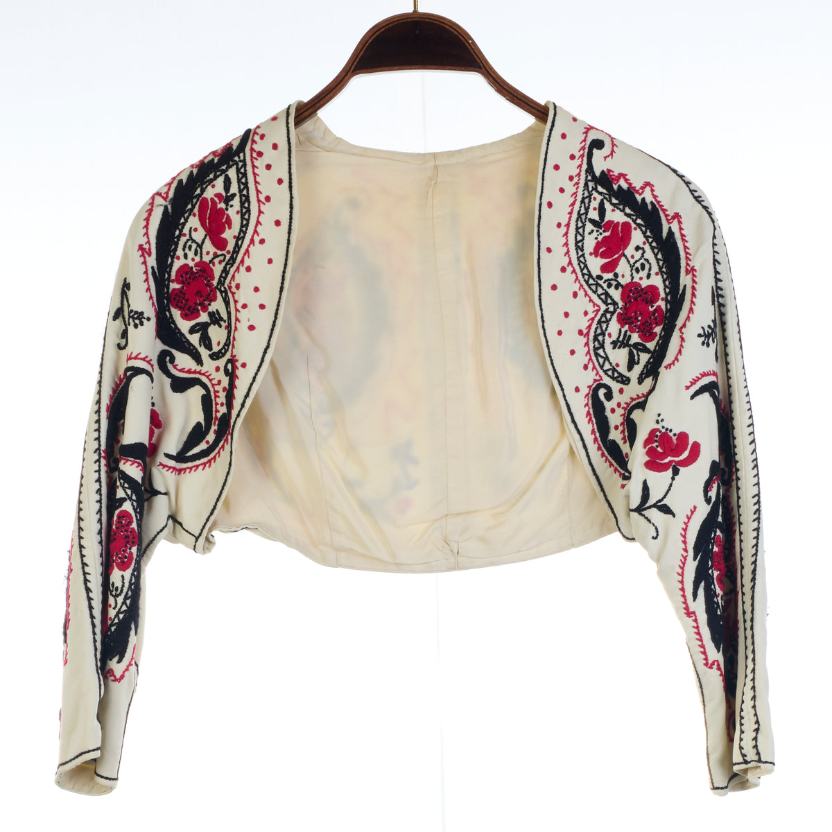 Cream cotton Embroidered Bolero Jacket S