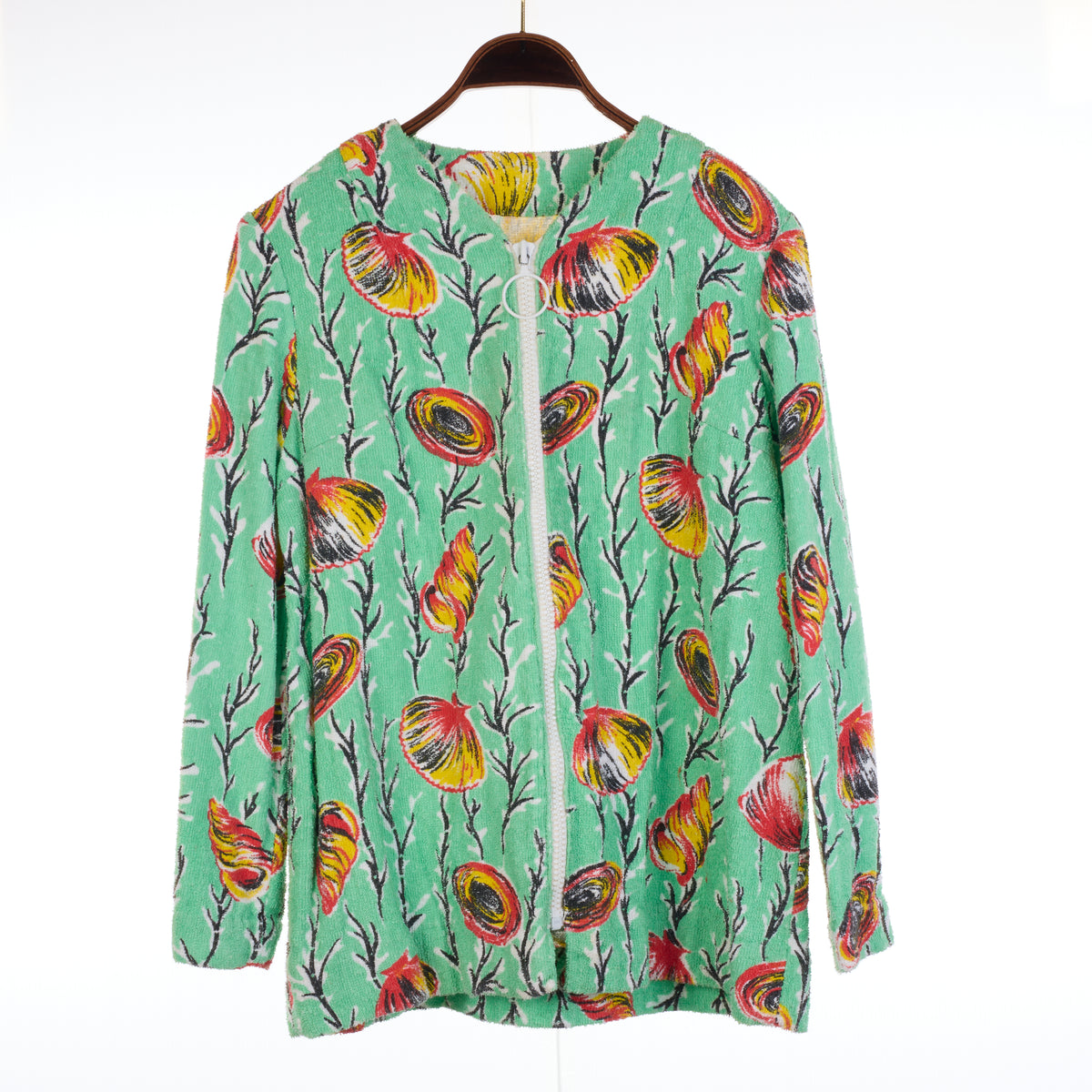 Green Patterned Zip Towelling Beach Jacket M/L