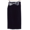 Gina Bacconi Vintage Black Velvet Skirt with Silver Bow Belt UK Size 10 - Ava & Iva