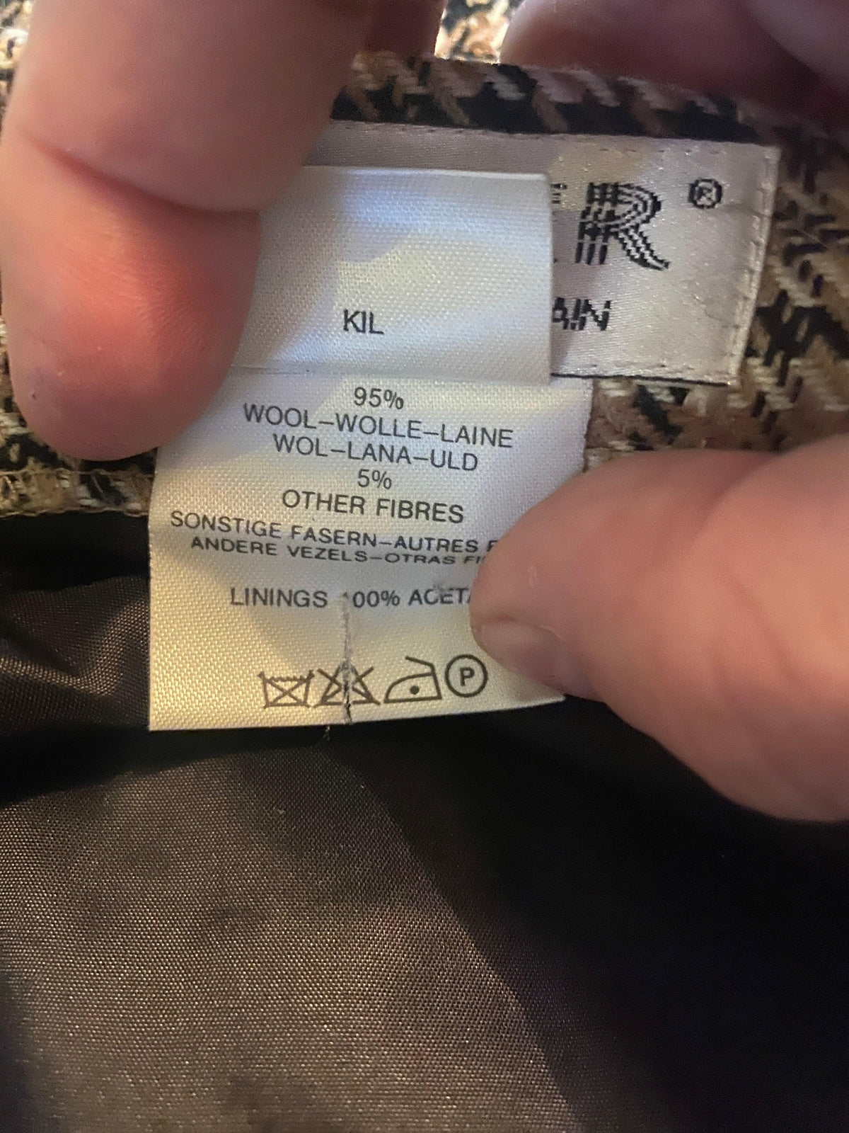 Jaeger Vintage Dogstooth Pattern Wool Brown and Cream Skirt UK Size 10 - Ava & Iva