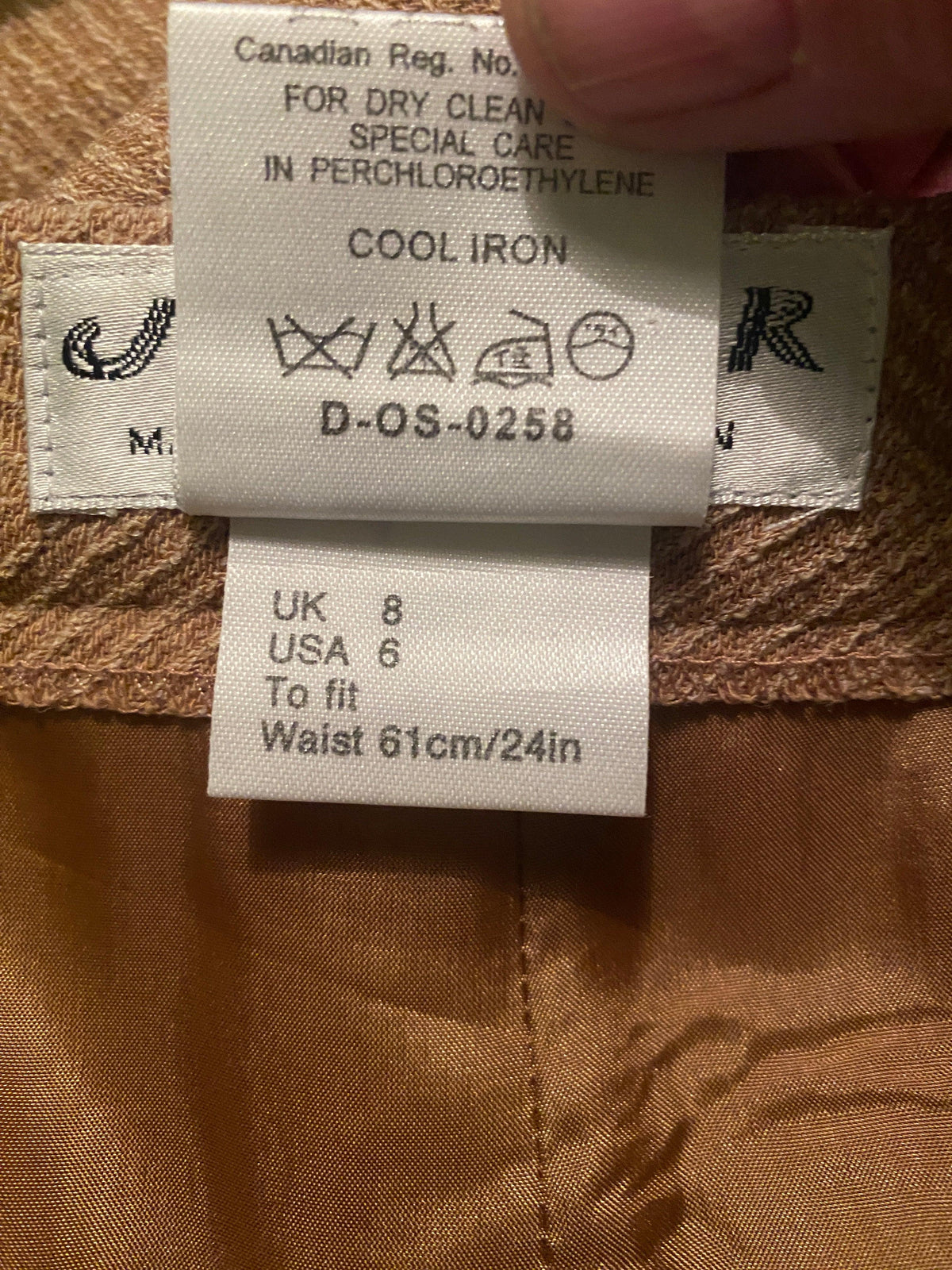 Jaeger Vintage Wool Skirt Chevron Pattern Coffee UK 8 - Ava & Iva