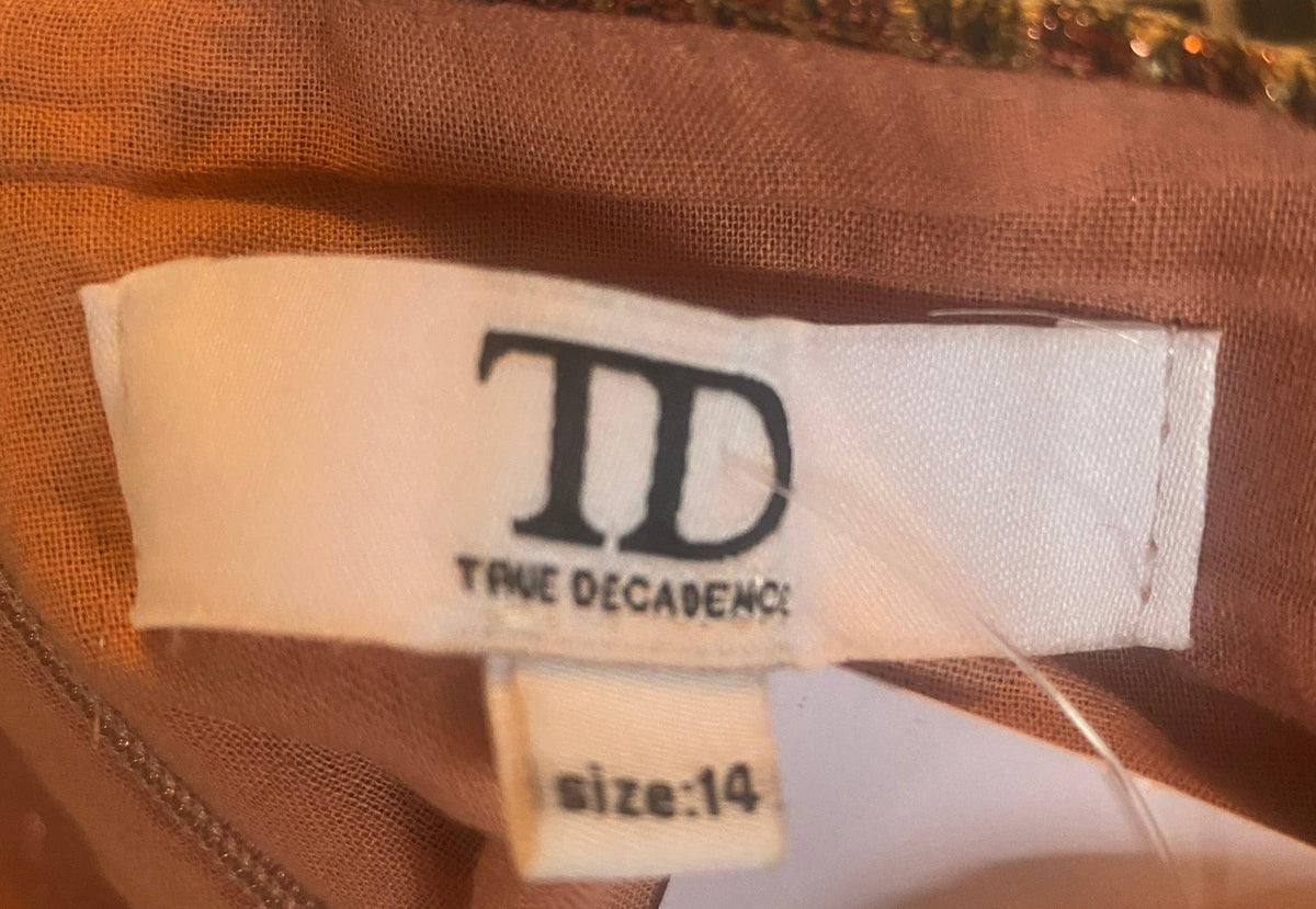 True Decadence Gold Sparkly Metallic Skirt UK Size 14 - Ava & Iva