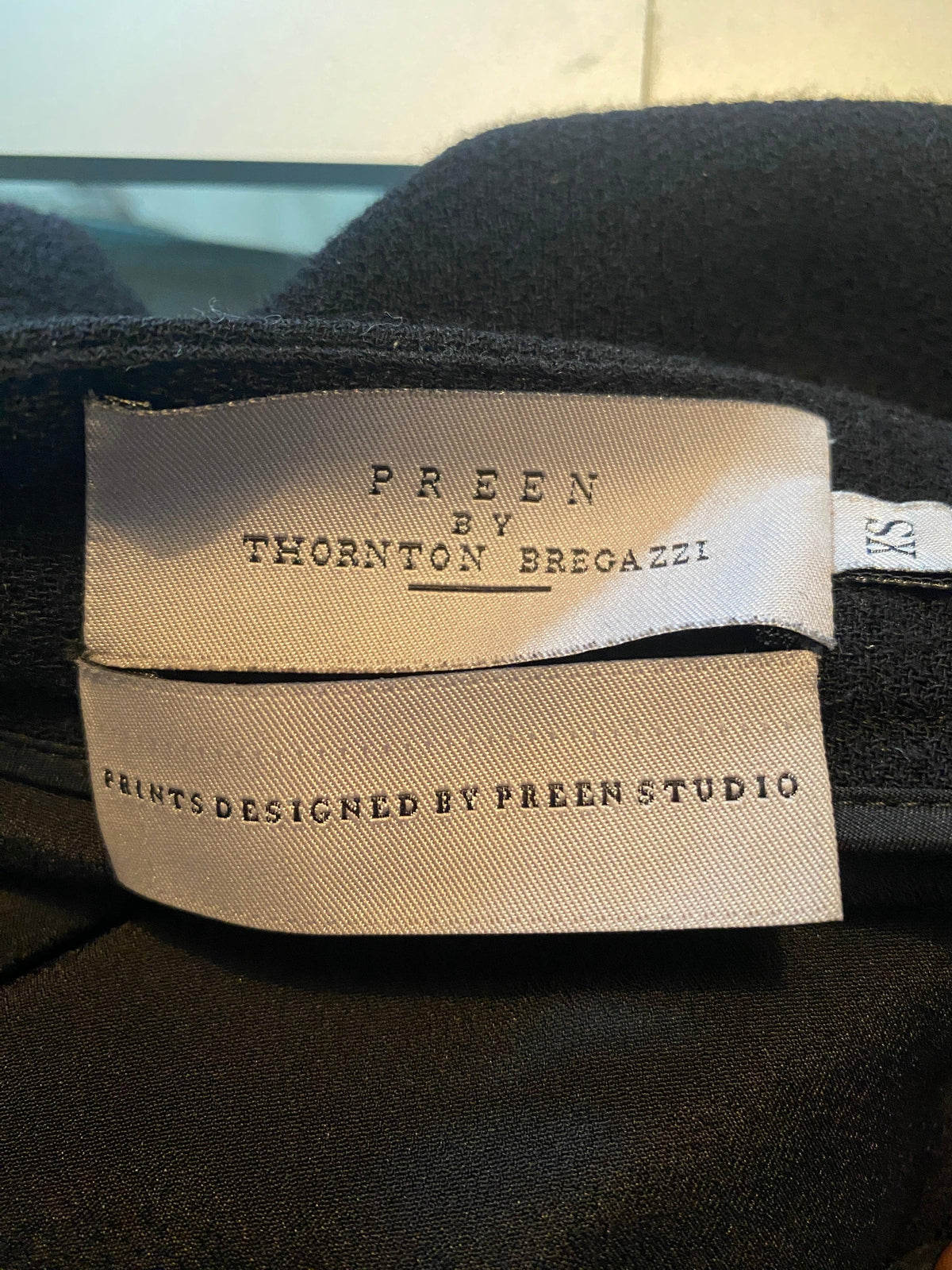 Preen by Thornton Bregazzi Skirt Black with Abstrct Front Panel Wool UK Size 10 - Ava & Iva