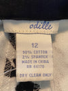 Odille Black & White Floral Pattern Cotton Cord Skirt UK Size 16 - Ava & Iva