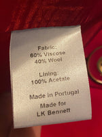L.K. Bennett Red Wool Mix Skirt UK Size 16
