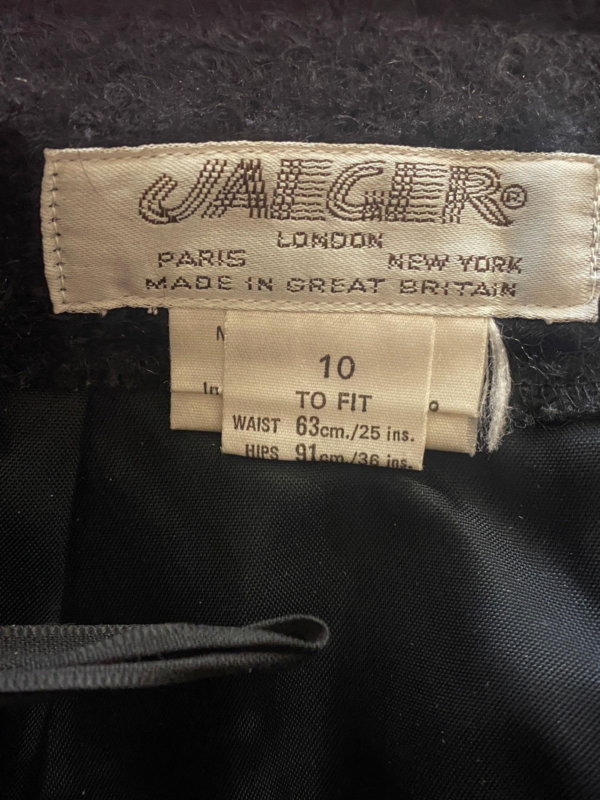 Jaeger Vintage Skirt Black Mohair and Wool UK Size 8 - Ava & Iva