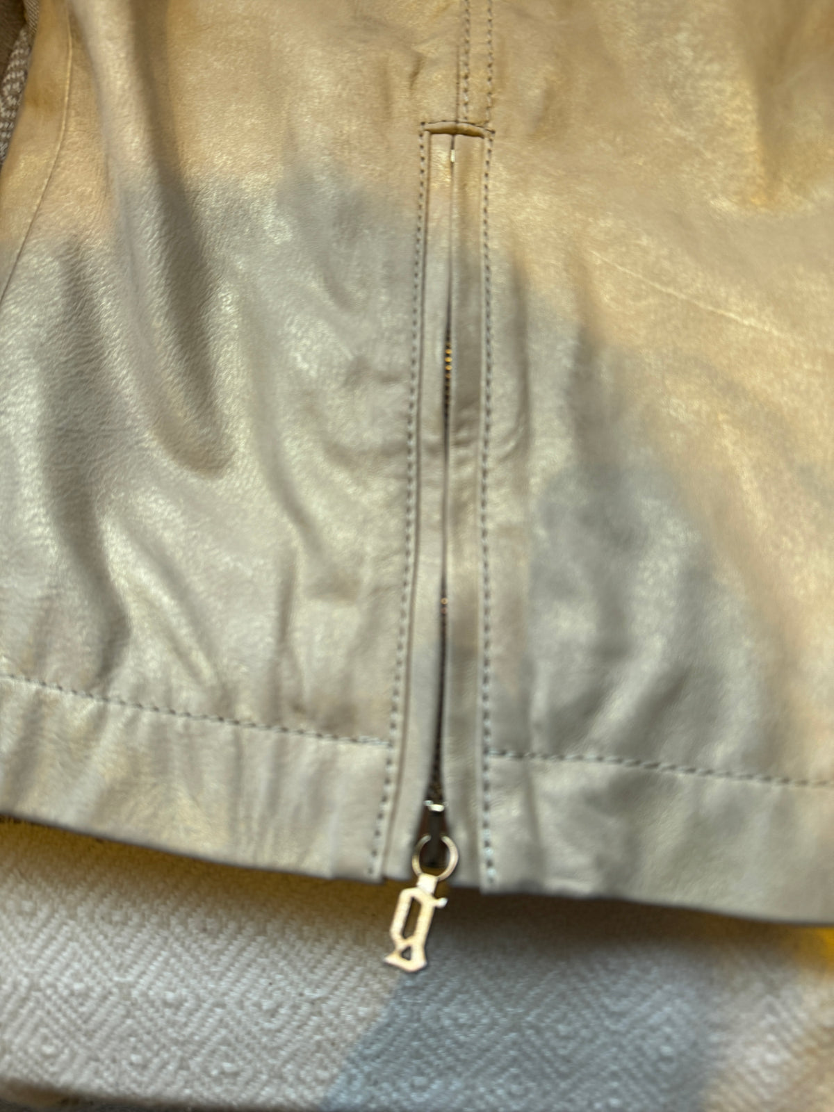 New Galliano Gold Leather Belted Skirt Size 14