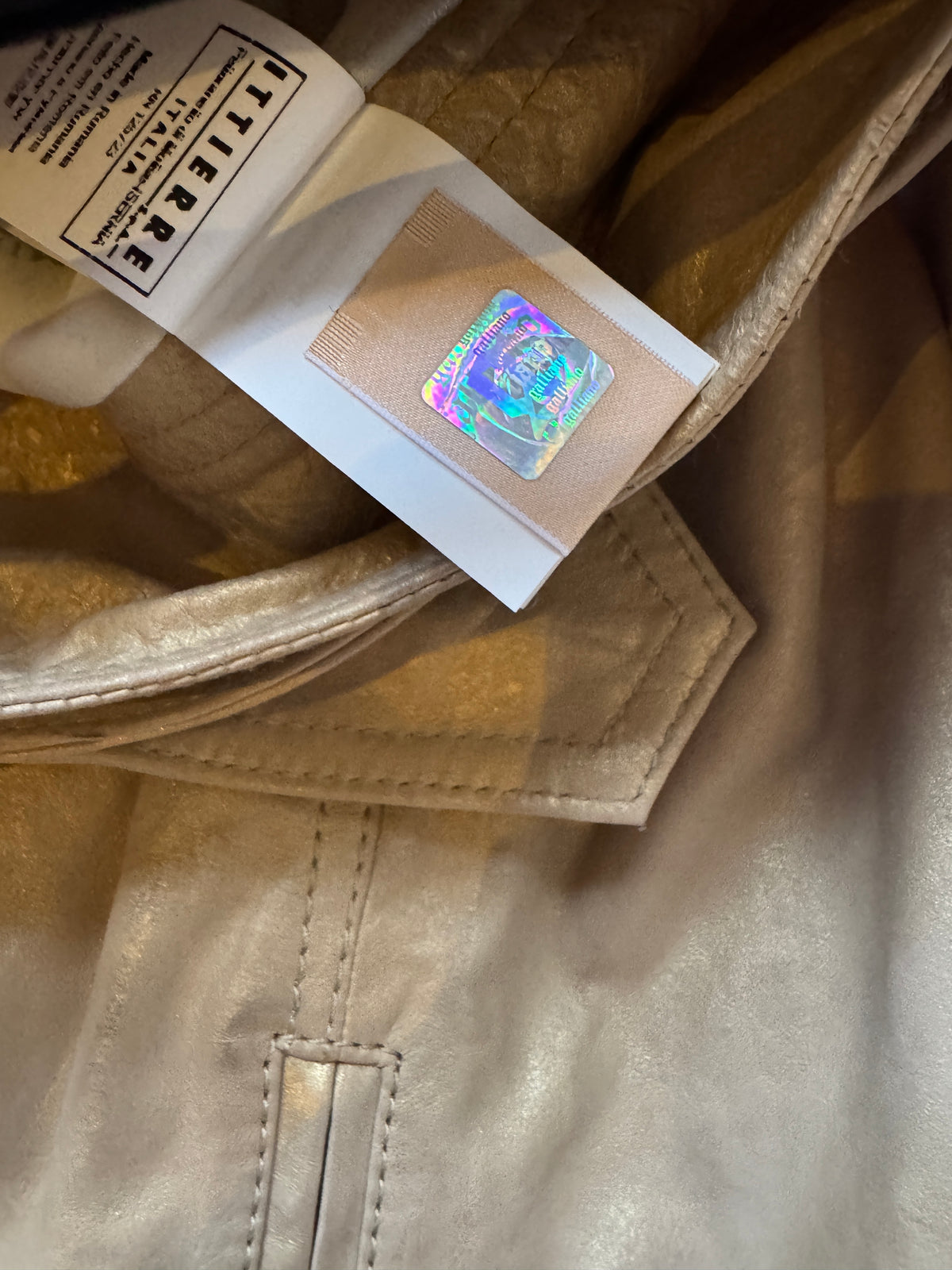 New Galliano Gold Leather Belted Skirt Size 14