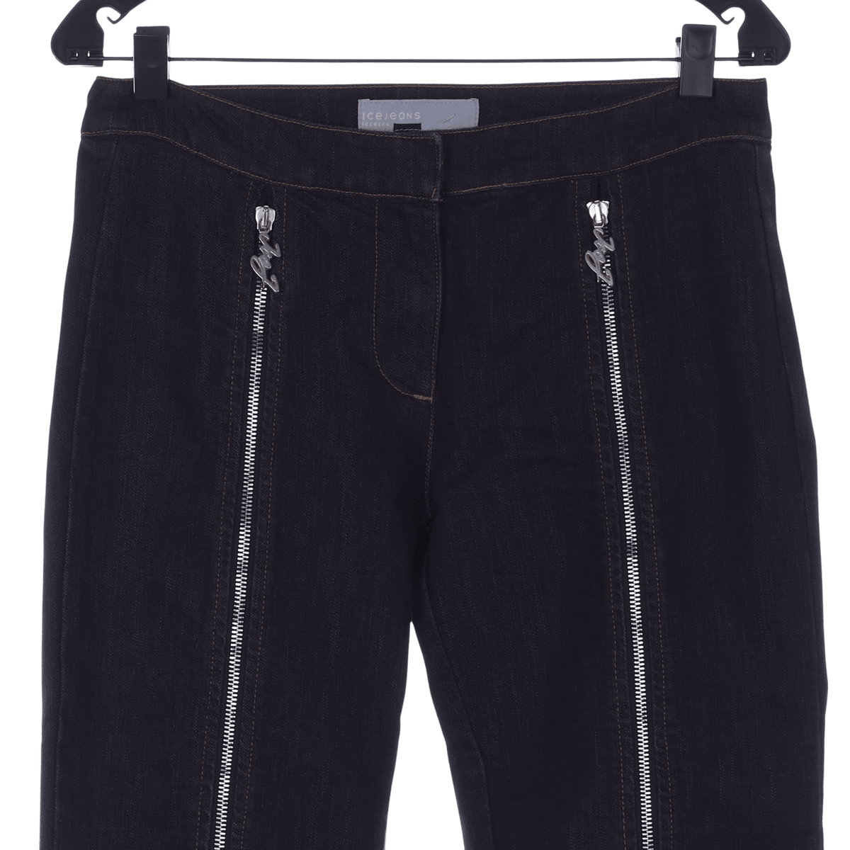 Icejeans Denim Black Peddle Pusher Style Cropped Trousers UK Size 10 - Ava & Iva