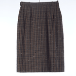 Jaeger Vintage Dogstooth Pattern Wool Brown and Cream Skirt UK Size 10 - Ava & Iva