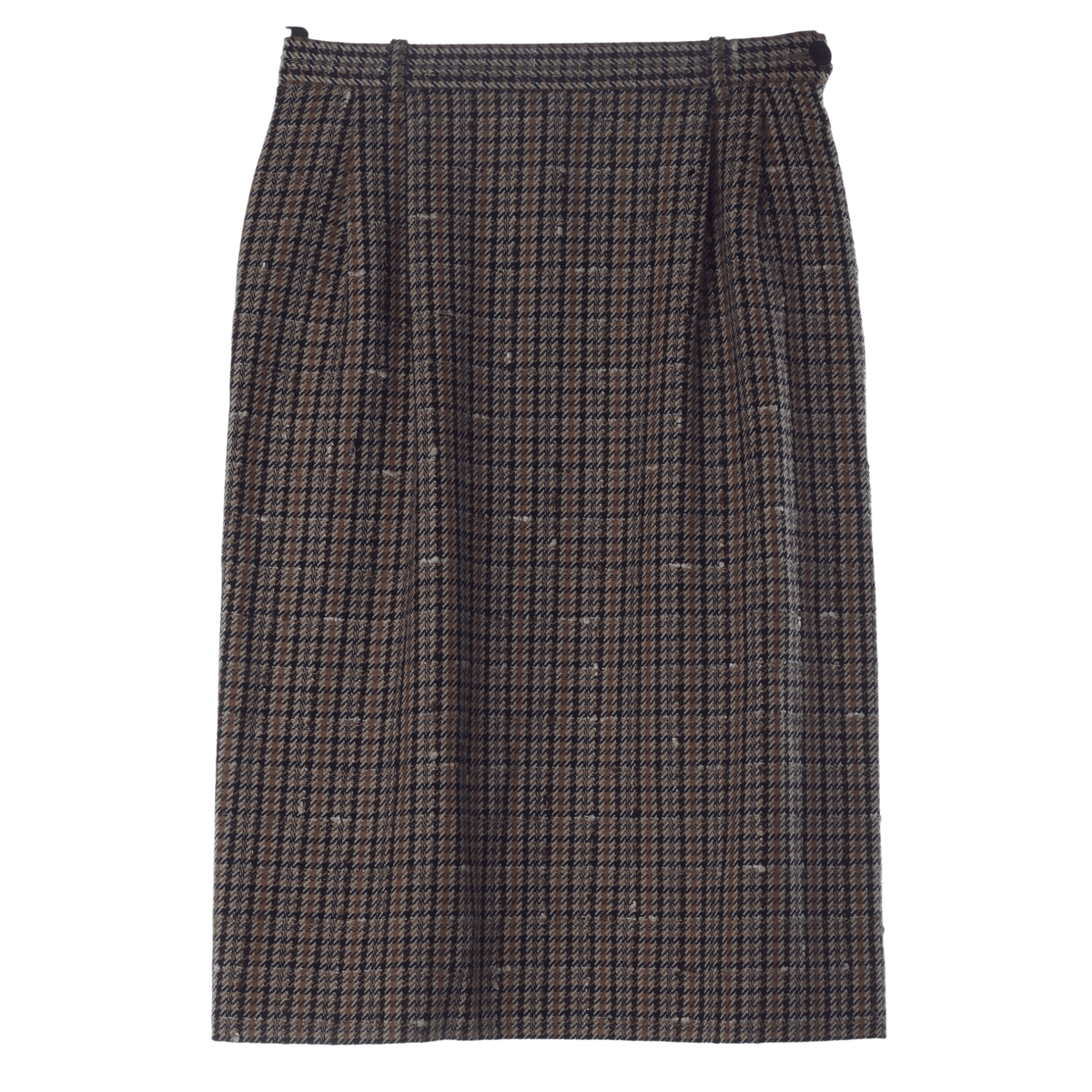 Jaeger Vintage Dogstooth Pattern Wool Brown and Cream Skirt UK Size 10 - Ava & Iva