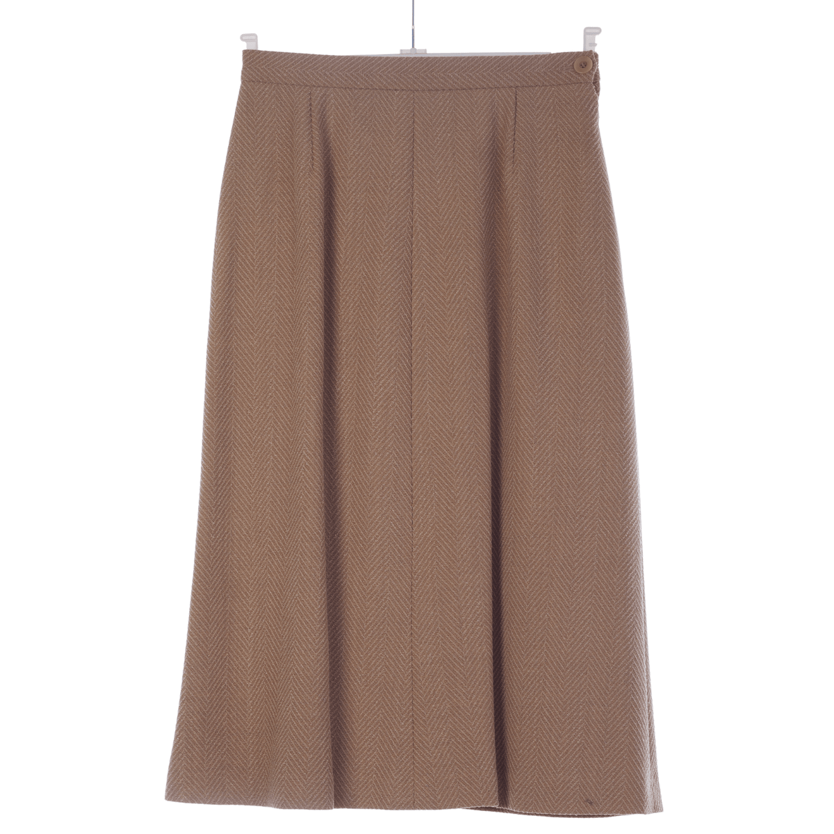 Jaeger Vintage Wool Skirt Chevron Pattern Coffee UK 8 - Ava & Iva