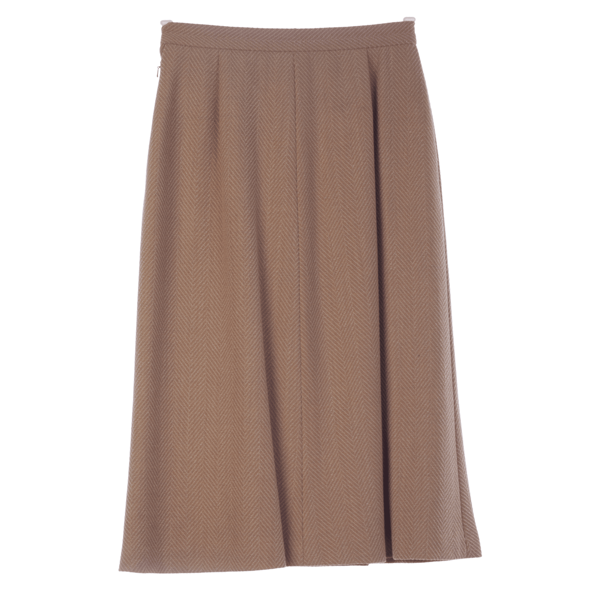 Jaeger Vintage Wool Skirt Chevron Pattern Coffee UK 8 - Ava & Iva