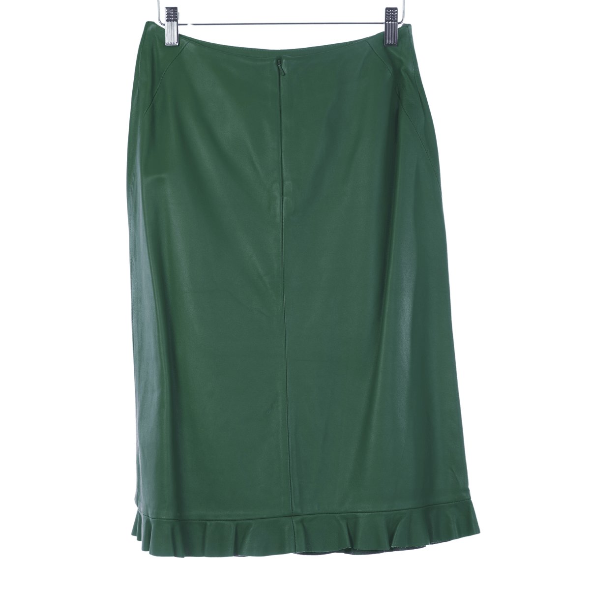 Karen Millen Green Leather Skirt Pleated Hem DetailUK Size 10 - Ava & Iva