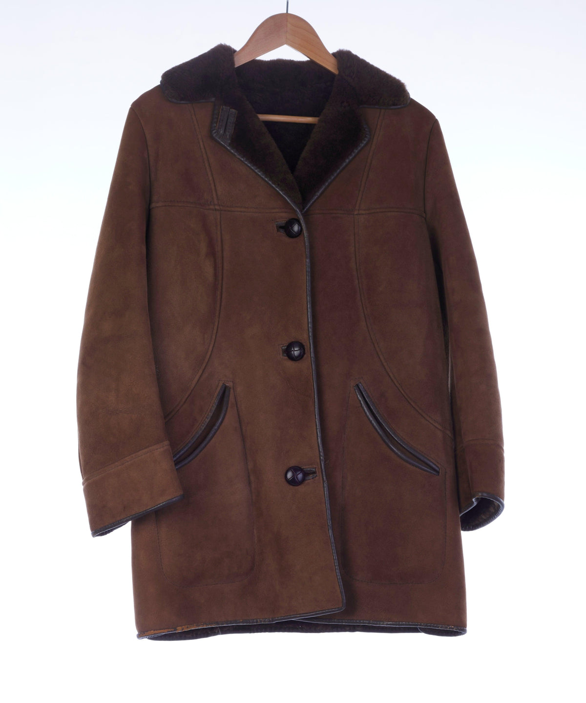 Nurseys Sheepskin Brown Long Sleeved Jacket UK Size 12. - Ava & Iva