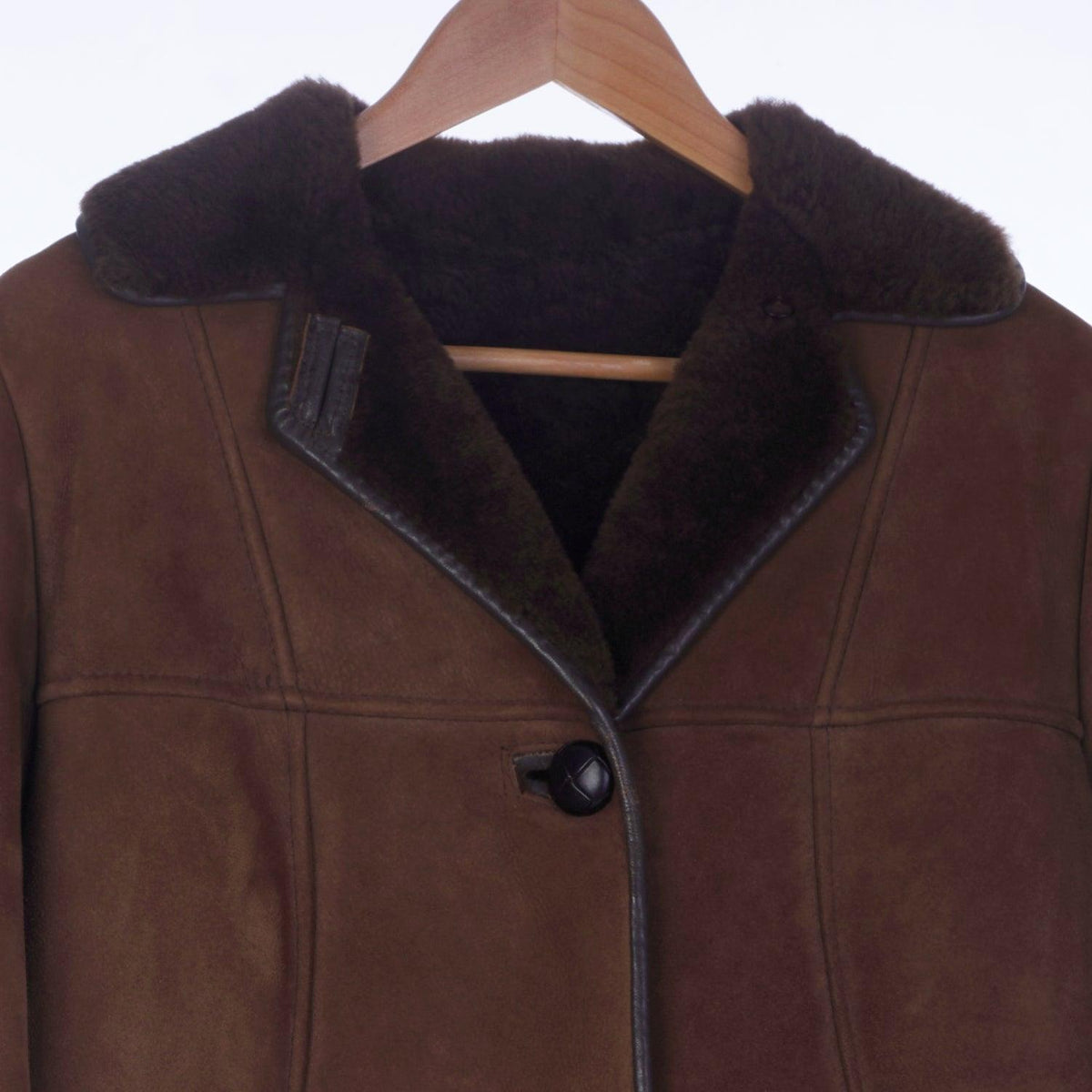 Nurseys Sheepskin Brown Long Sleeved Jacket UK Size 12. - Ava & Iva
