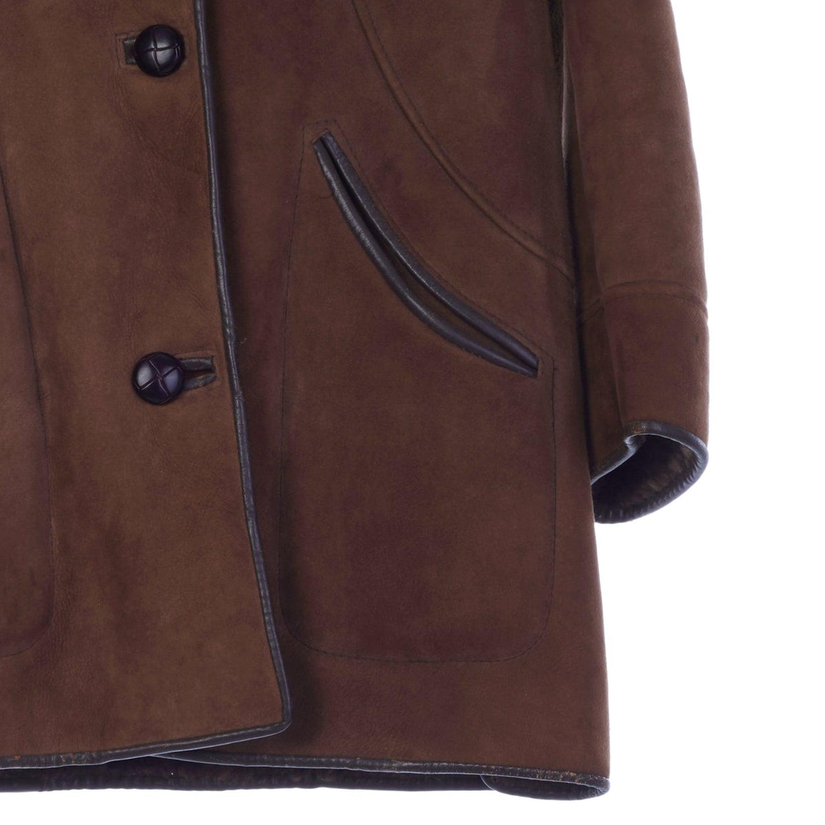 Nurseys Sheepskin Brown Long Sleeved Jacket UK Size 12. - Ava & Iva