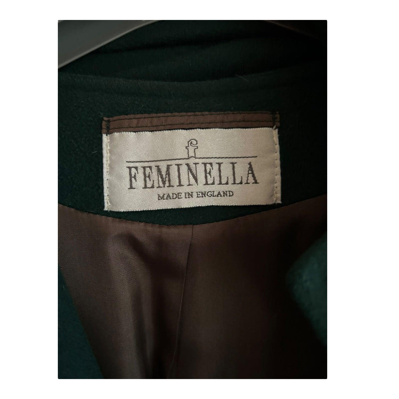 Feminella Cashmere Wool Blend Long Sleeved Bottle Green Long Coat UK size 18 - Ava & Iva